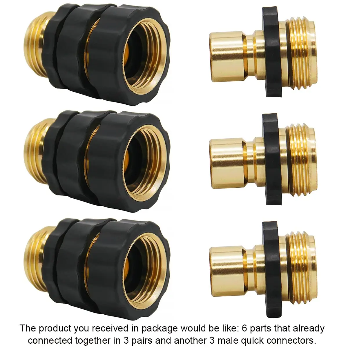 1set Garden Hose Quick Release connect coupler, Metal Hose Fitting Quick Connector 3/4" GHT Male and Female Adapter Garden Water