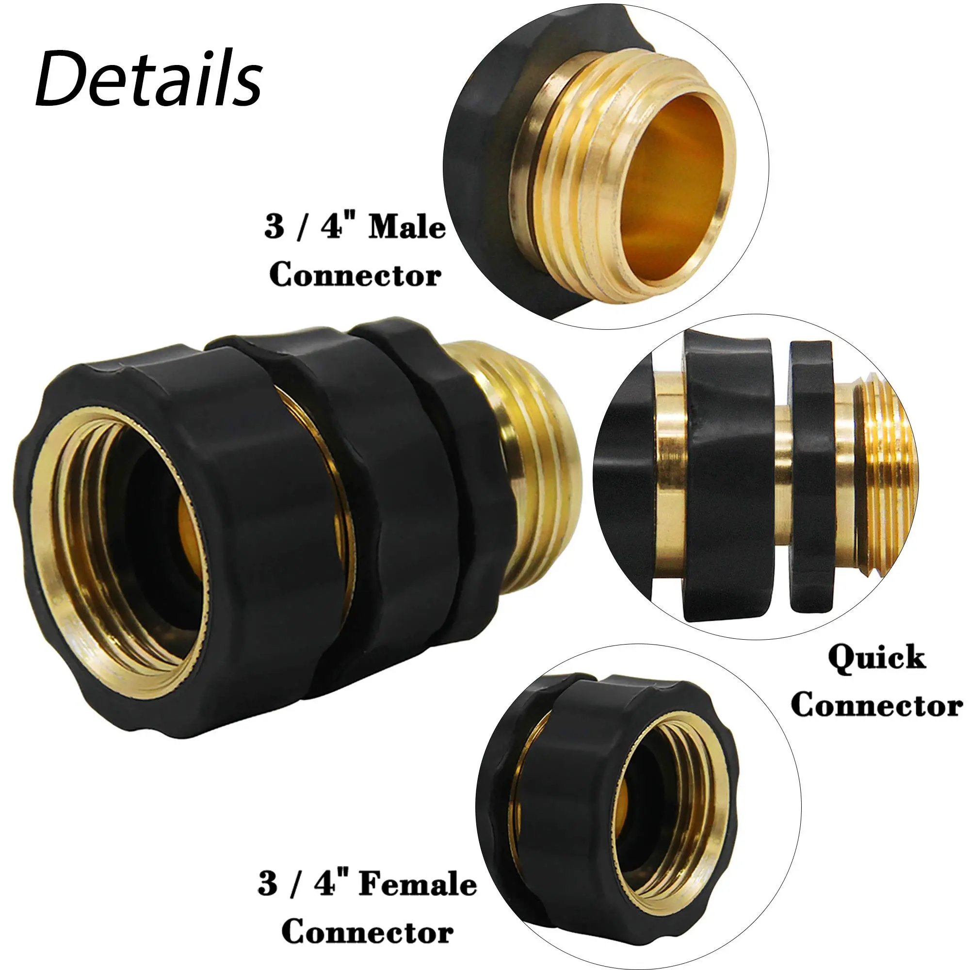 1set Garden Hose Quick Release connect coupler, Metal Hose Fitting Quick Connector 3/4" GHT Male and Female Adapter Garden Water