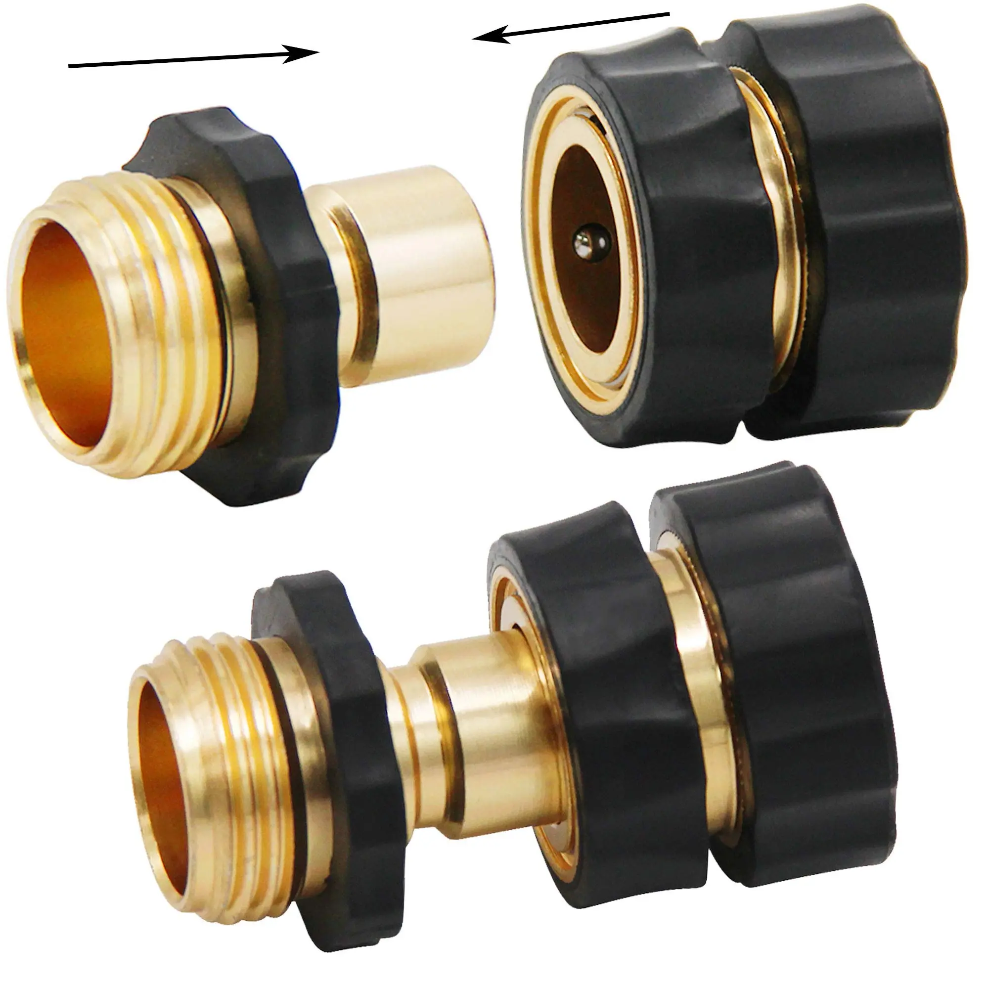 1set Garden Hose Quick Release connect coupler, Metal Hose Fitting Quick Connector 3/4" GHT Male and Female Adapter Garden Water