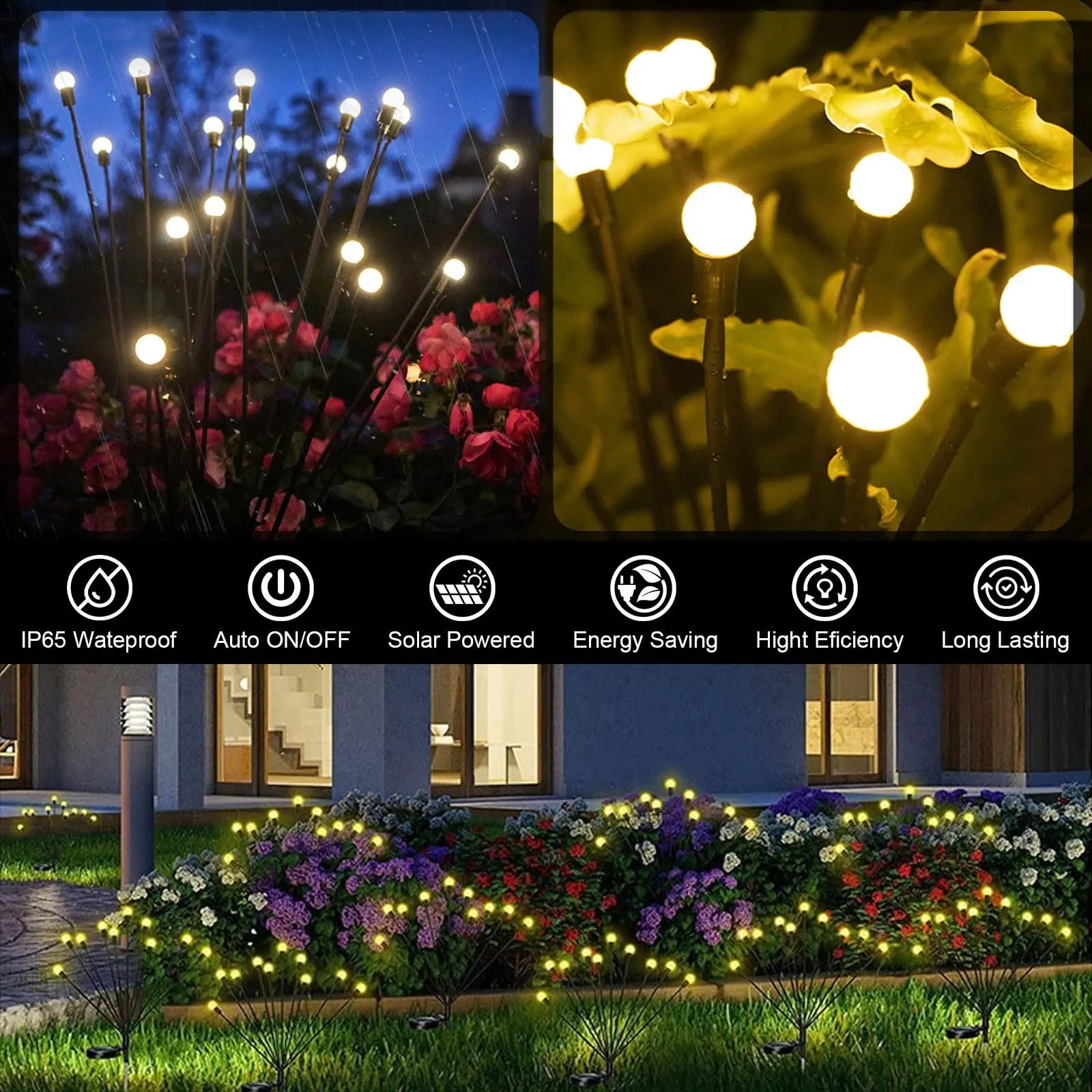 10 Lights Solar Lawn Lamp Garden Lamp, LED Wind-driven FireflyGround Plug Lamp, Garden Ramadan Decoration Festival Lamp