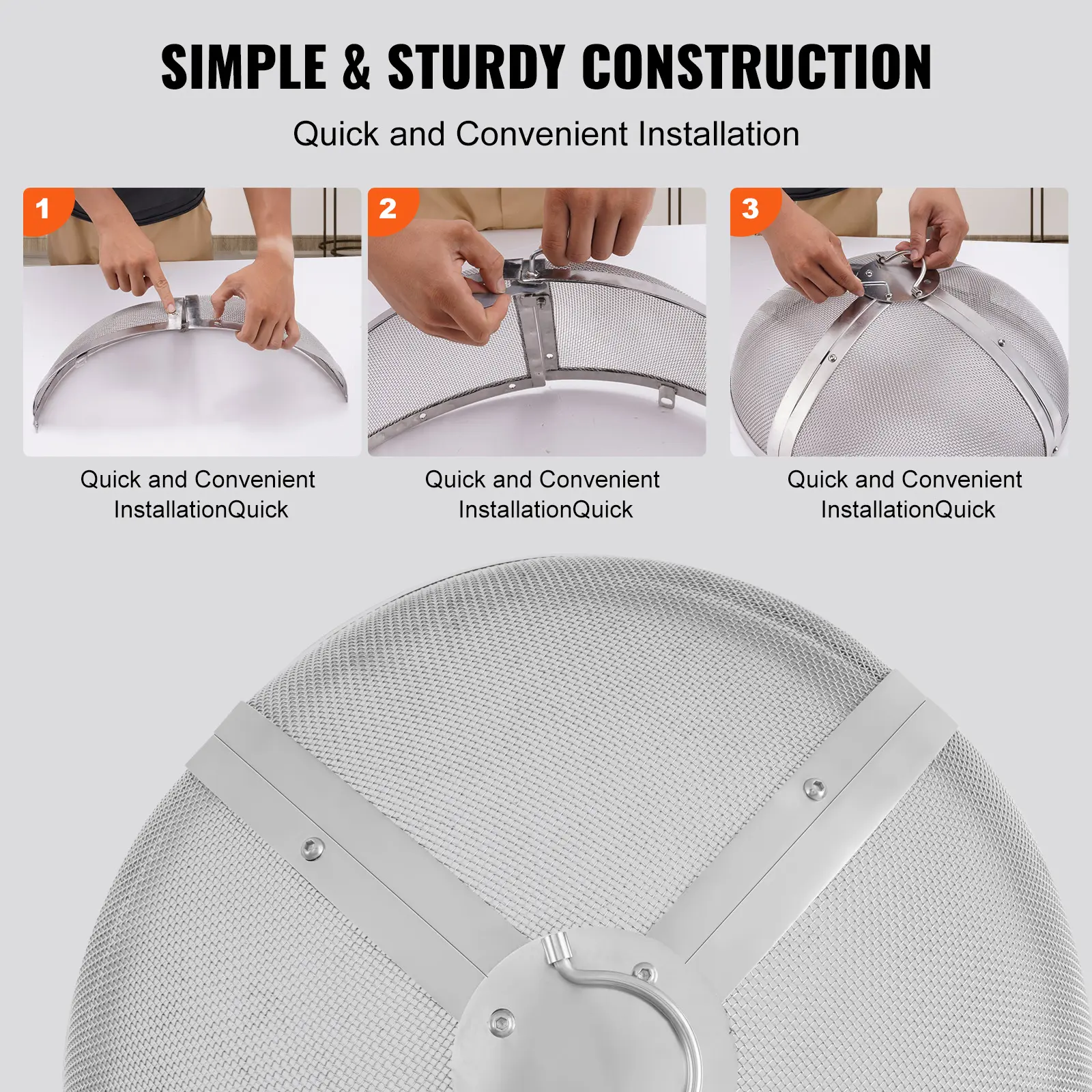 SucceBuy Fire Pit Spark Screen Round Reinforced Heavy Duty Steel Metal Cover  Outdoor Firepit Lid  Easy-Opening Top  Covers