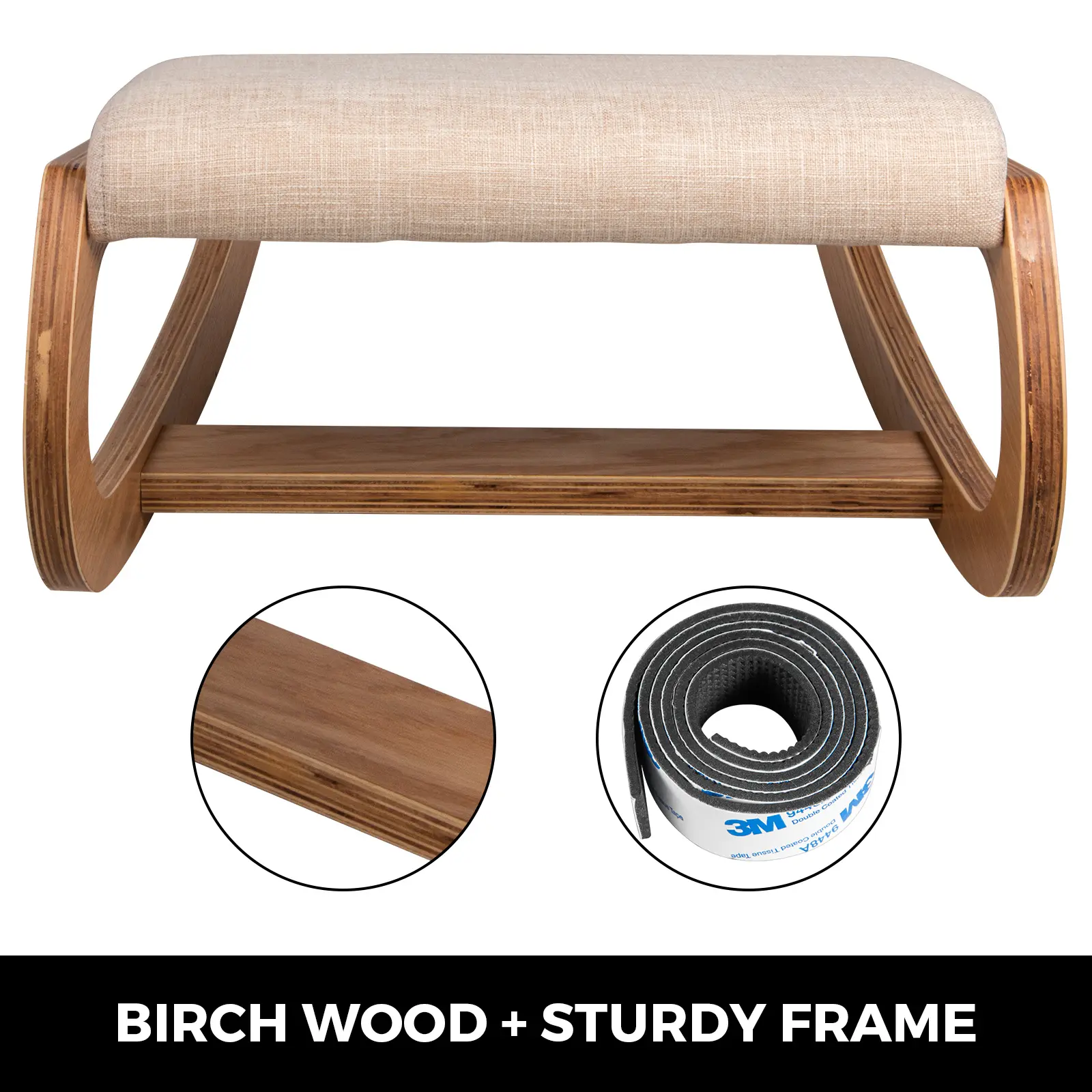 SucceBuy Ergonomic Rocking Wooden Kneeling Chair Correct Posture Computer Chair Original Home Office Furniture Thick Cushion