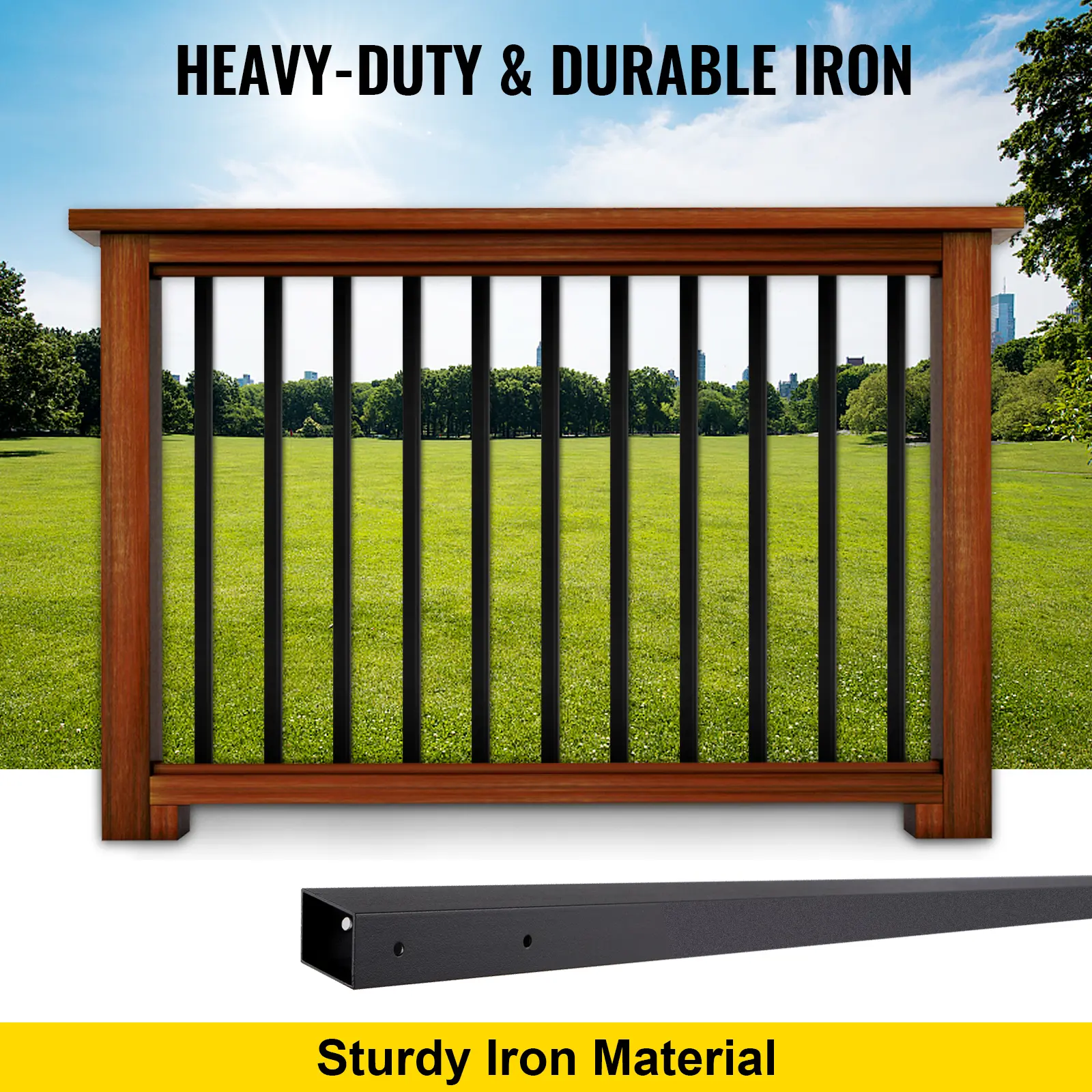SucceBuy Deck Balusters Metal Pole Spindles 16/10 Pack 44in Iron Post Stair Railing Staircase Baluster Iron Stair/Door Railing