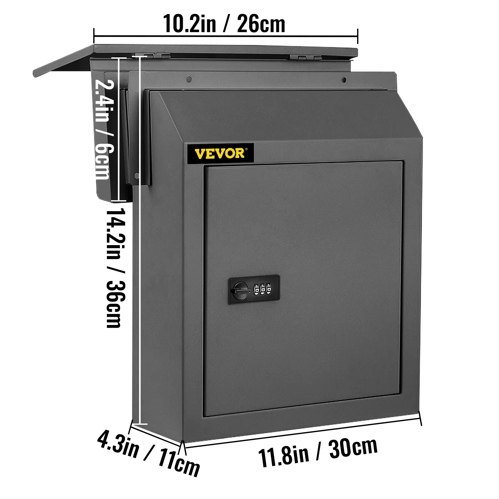 VEVOR Through-The-Door & Through-the-Wall Locking Drop Box Parcel Drop Box w/ Code Lock Rainproof Coated Steel Mailbox Letterbox