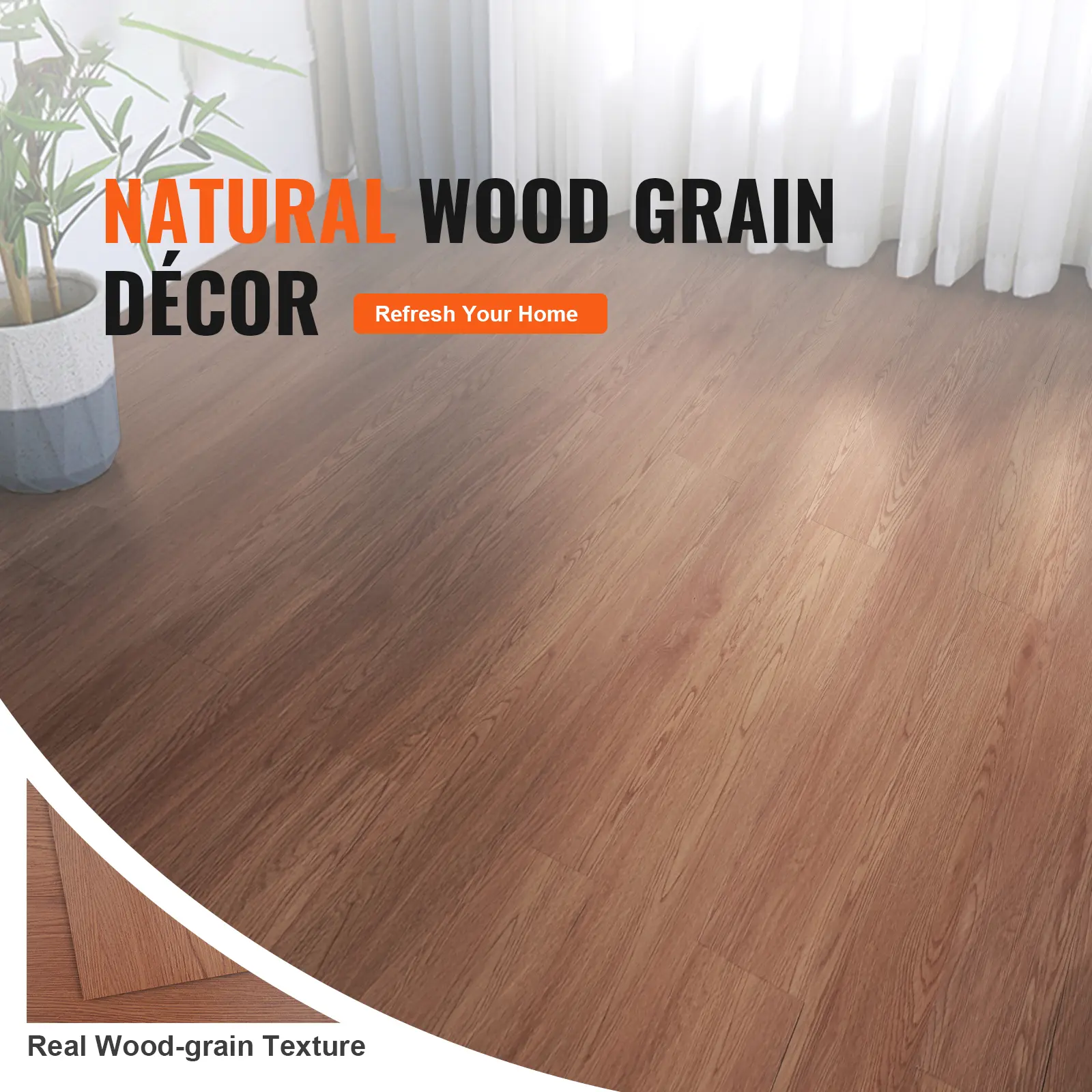 SucceBuy Self Adhesive Vinyl Floor Tiles 36 x 6 inch 2.5mm Thick Peel & Stick Deep Brown Wood Grain DIY Flooring for Home Decor