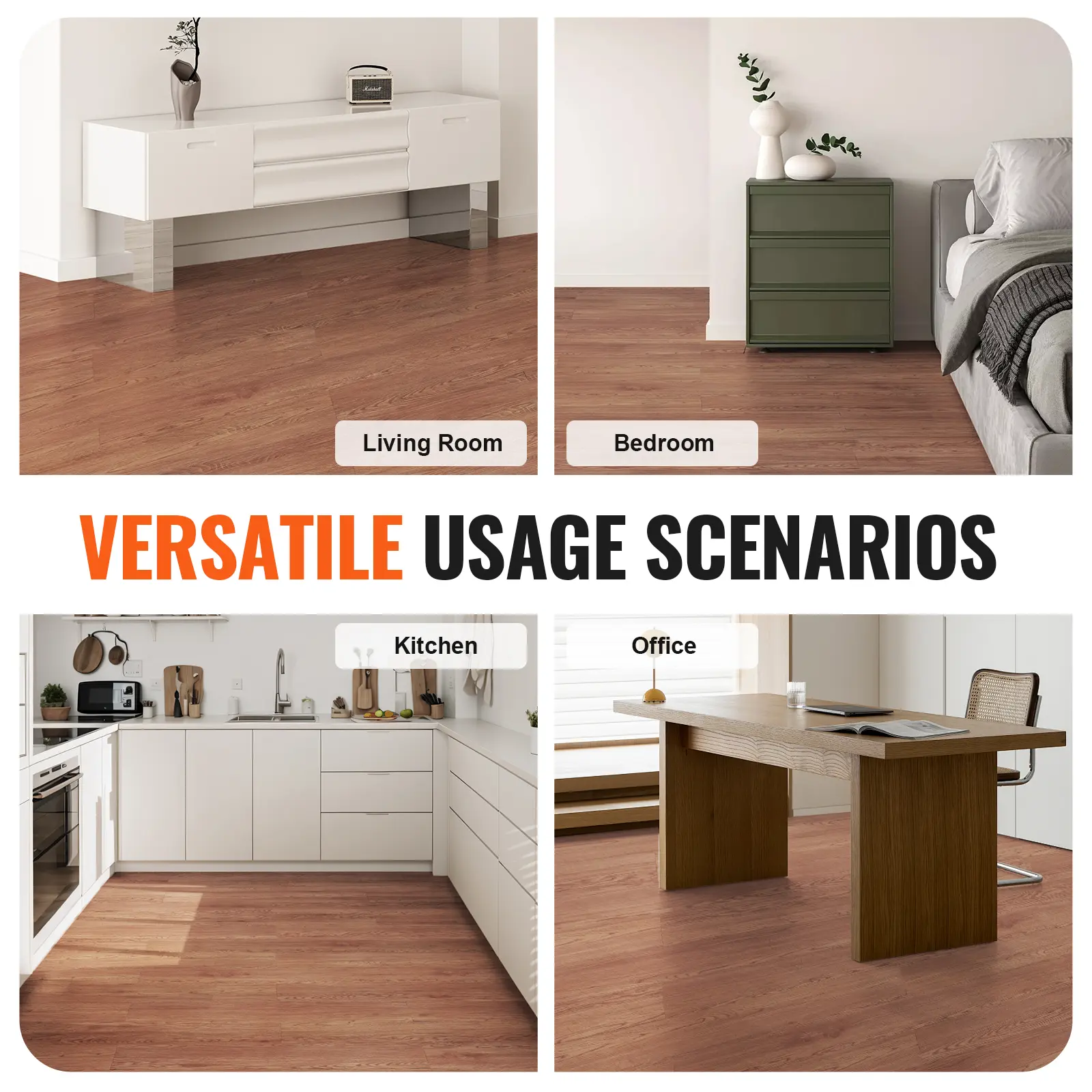 SucceBuy Self Adhesive Vinyl Floor Tiles 36 x 6 inch 2.5mm Thick Peel & Stick Deep Brown Wood Grain DIY Flooring for Home Decor