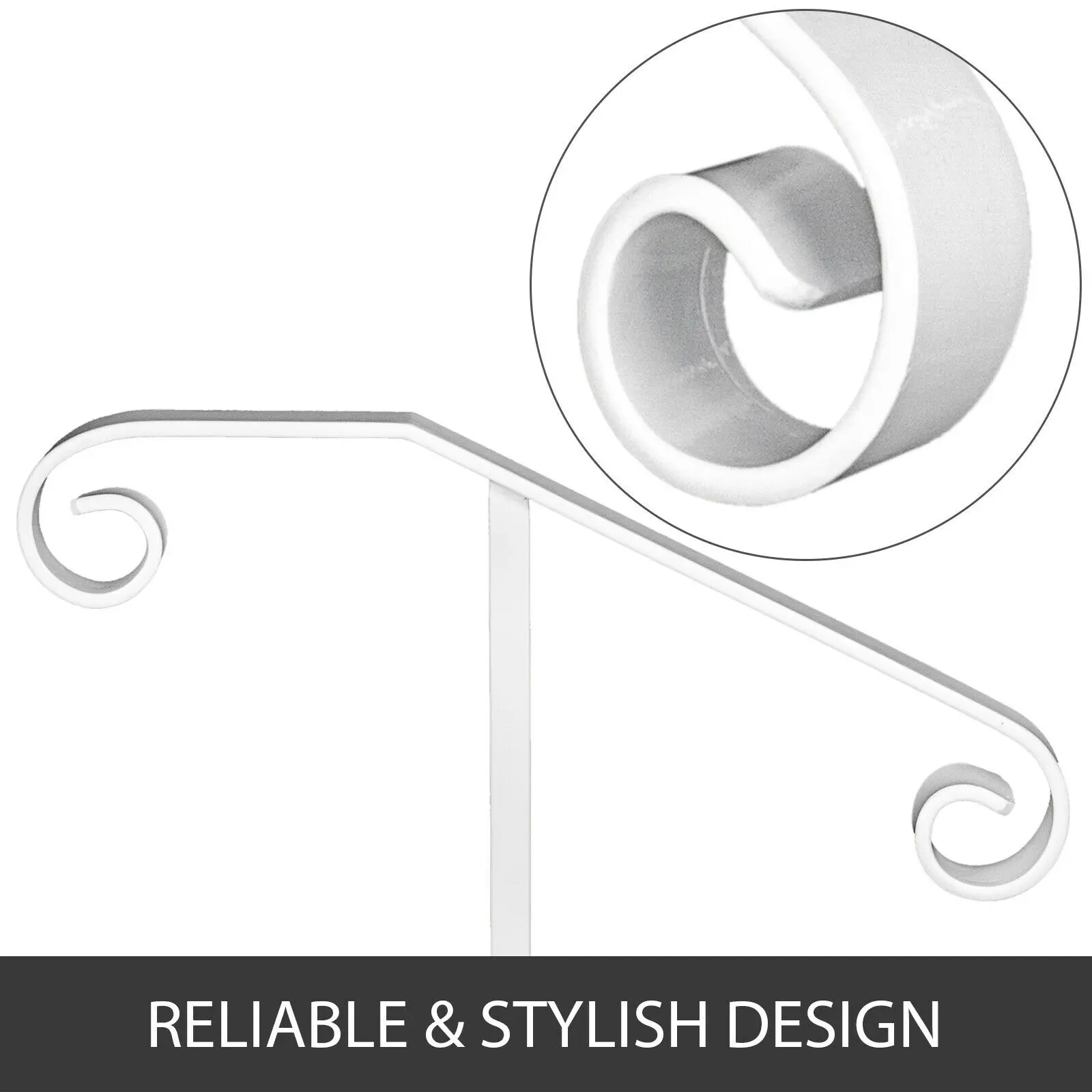 SucceBuy Single Post Handrail Stairs White Wrought Iron Post Mount Step Grab Supports Fits 1-2 Steps Rail Single Post Railing