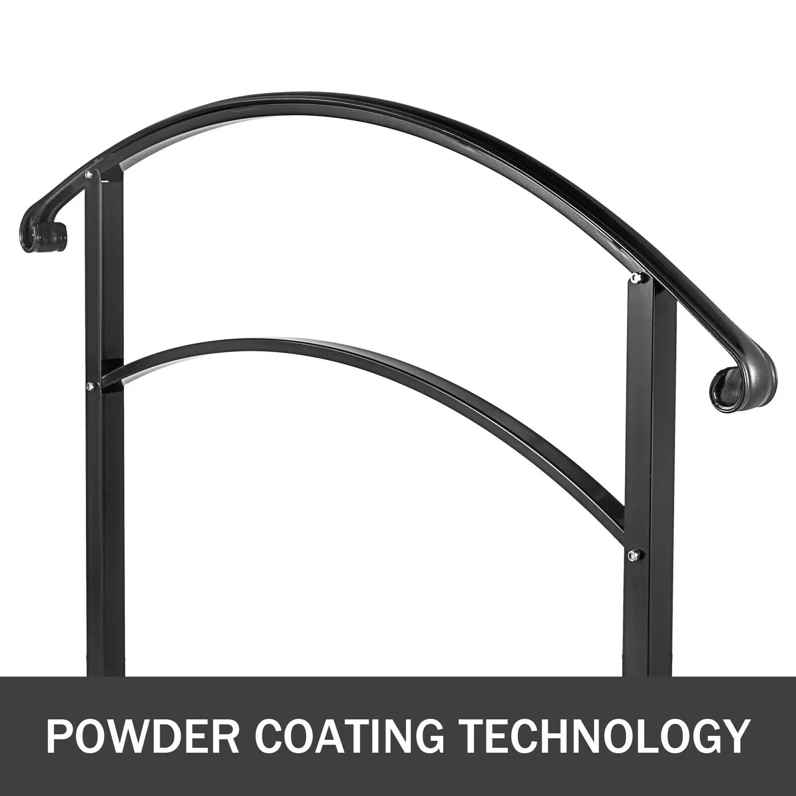 SucceBuy Wrought Iron Handrail Fits 1 or 5 Steps with Installation Kit Hand Rails for Outdoor Transition Handrail Stair Rail
