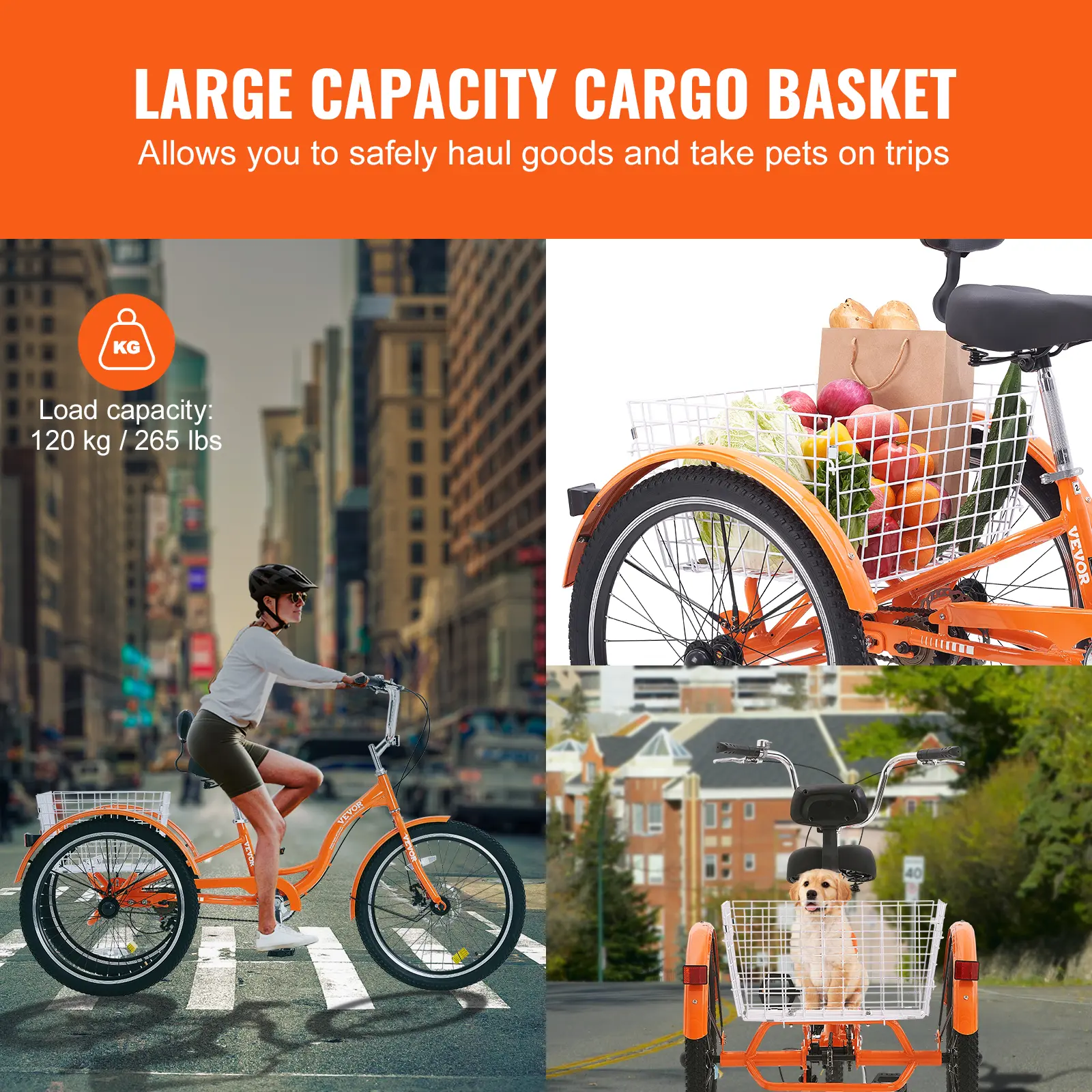SucceBuy Adult Tricycles Bike 3-Wheeled Bicycles Cruiser Bike with Basket Adjustable Seat Picnic Shopping for Seniors Women Men