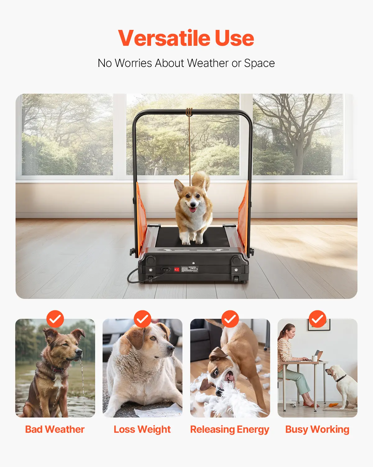 SucceBuy Dog Treadmill for Medium Dogs Electric Dog Running Machine with LCD Display Screen Foldable U Shaped Bar for Exercise