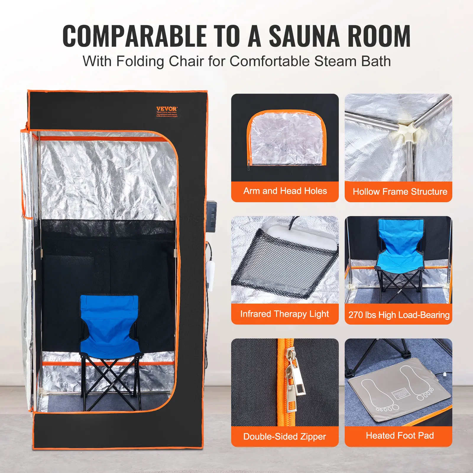 SucceBuy 1400W Portable Sauna Tent Personal Sauna Kit for Home Spa  Detoxify and Soothing Heated Body Therapy Remote Control