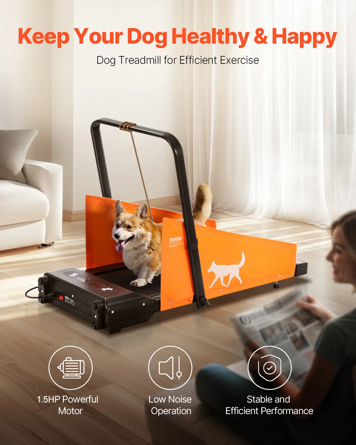 SucceBuy Dog Treadmill for Medium Dogs Electric Dog Running Machine with LCD Display Screen Foldable U Shaped Bar for Exercise