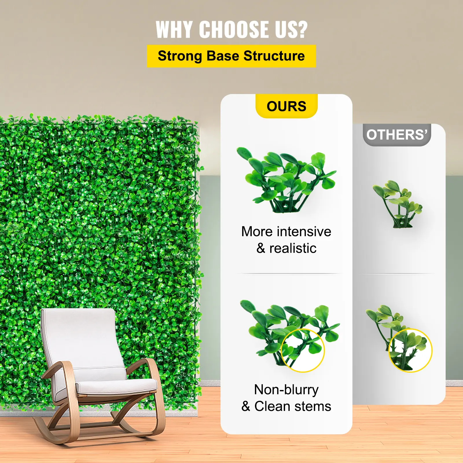 VEVOR Artificial Plant Wall Decoration Boxwood Hedge Wall Panel Home Decor Fake Plants Grass Backdrop Wall Privacy Hedge Screen