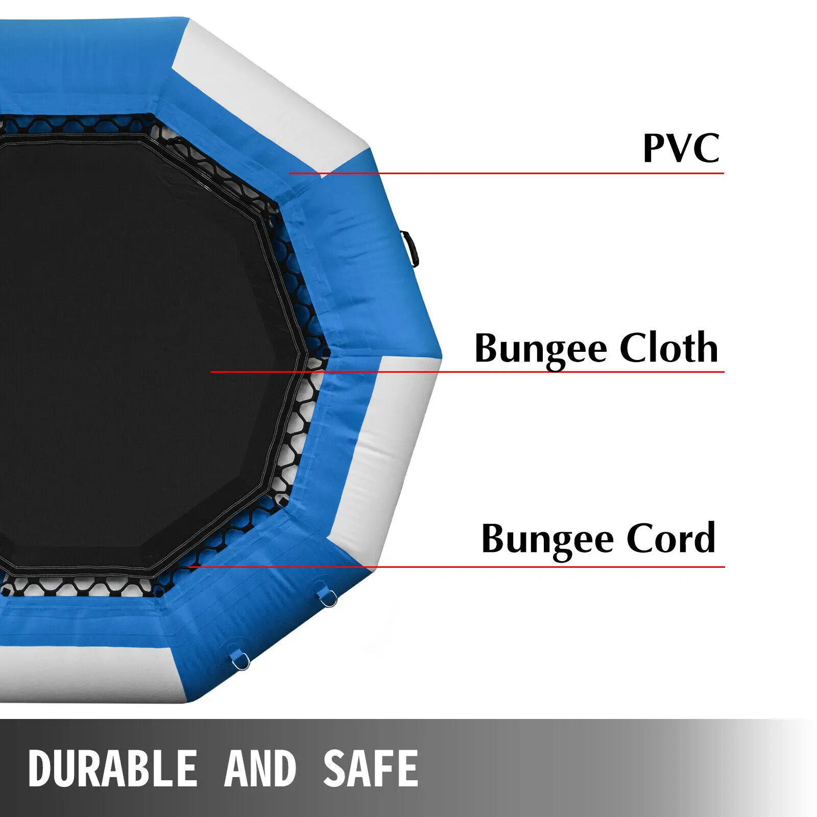 VEVOR Inflatable Water Trampoline PVC Tarpaulin Floated Bounce Platform Smooth and Waterproof Surface W/ Ladder For Pool Ocean