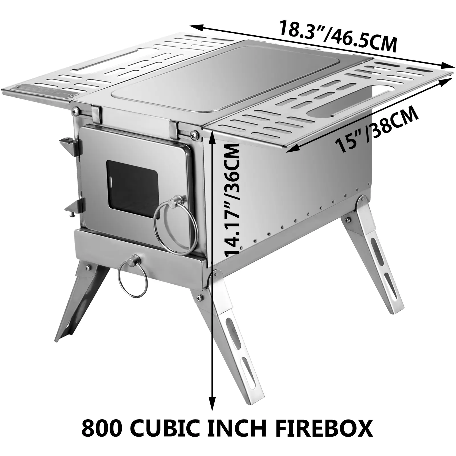 SucceBuy Tent Wood Stove 304 Stainless Steel W/Folding Pipe Wood Stove Multipurpose Camping Tent Heating Stove Outdoor Survival