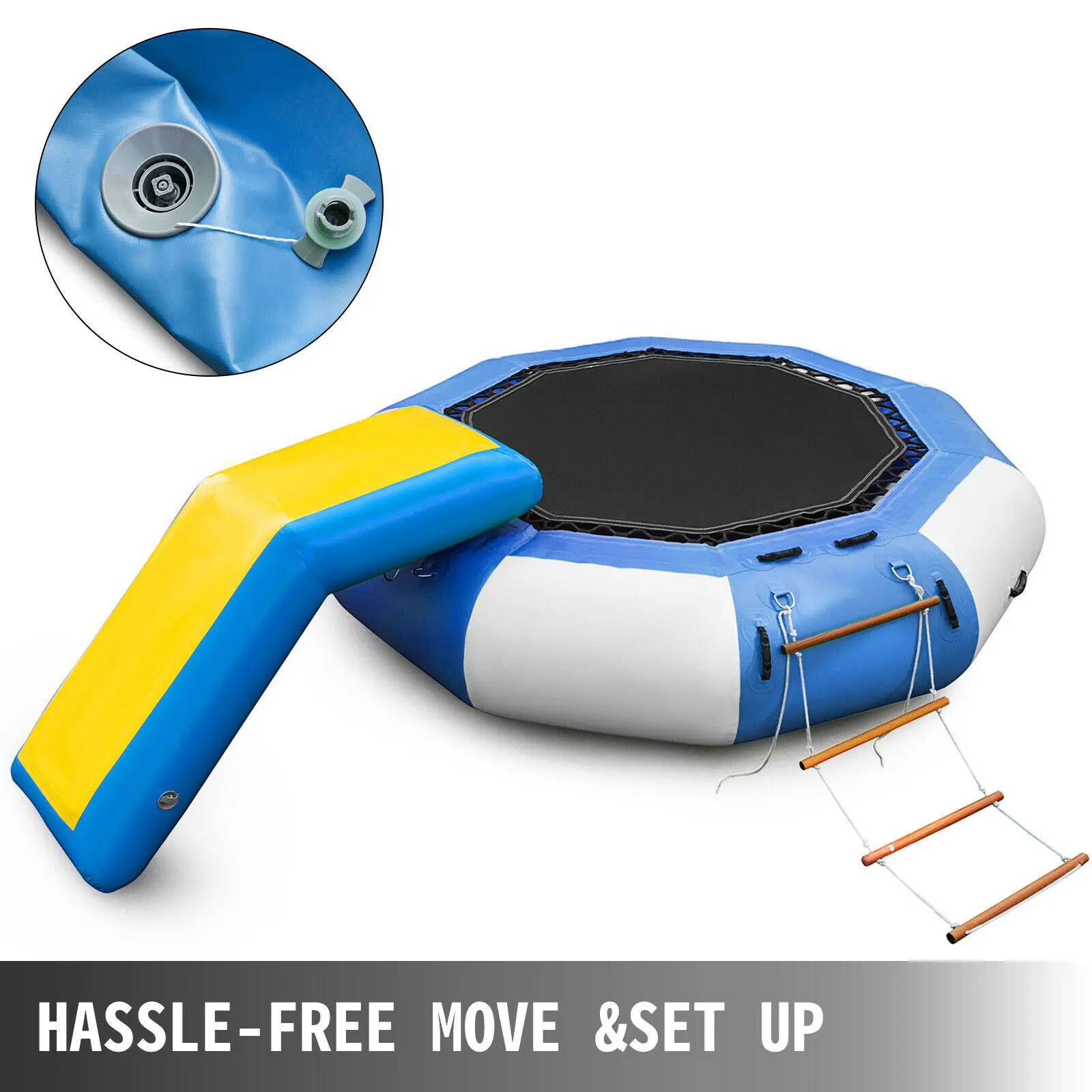 VEVOR Inflatable Water Trampoline PVC Tarpaulin Floated Bounce Platform Smooth and Waterproof Surface W/ Ladder For Pool Ocean