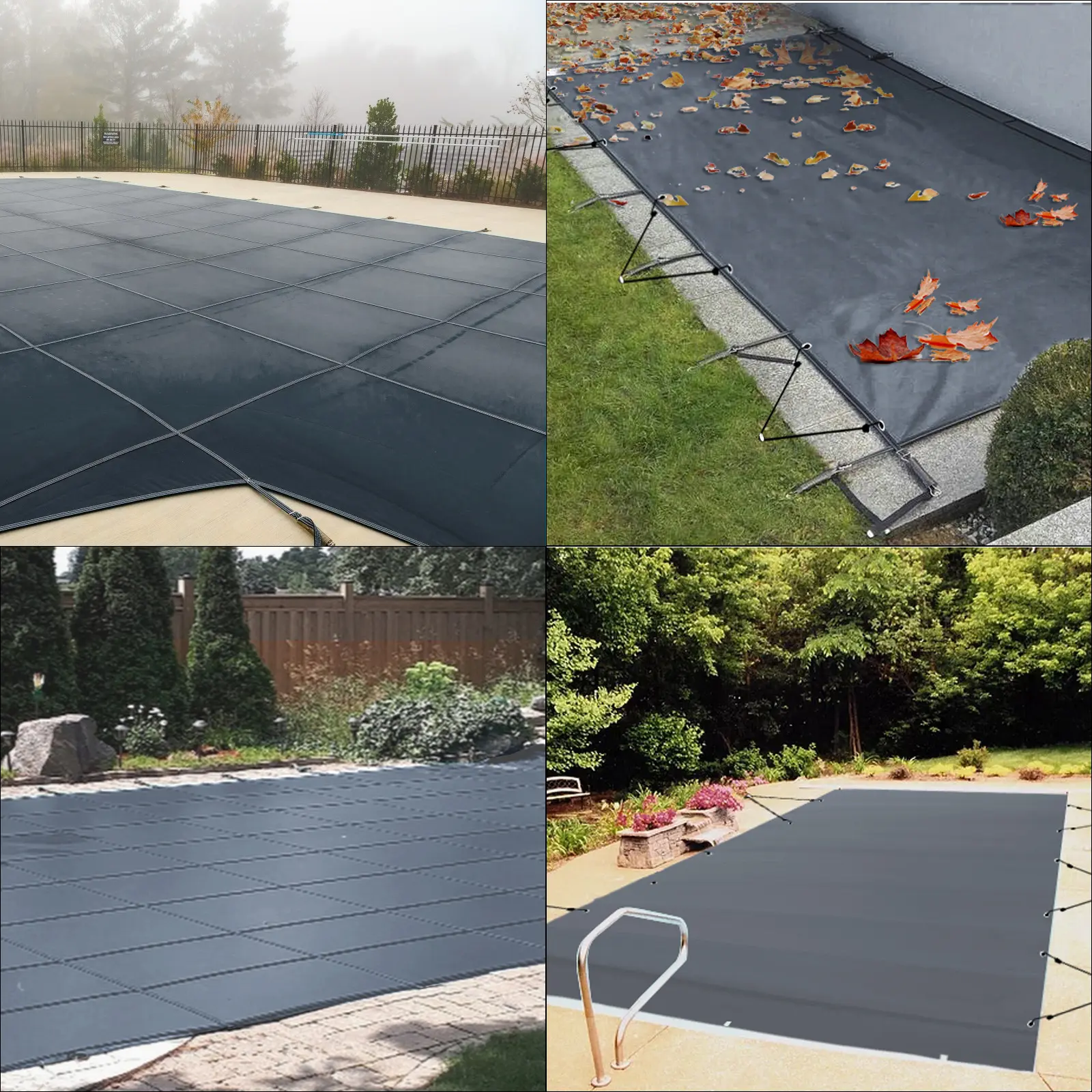 SucceBuy Pool Safety Cover 13x26ft In-ground PVC Rectangular Solid Charcoal Pool Cover for Swimming Pool Winter Protection Cover