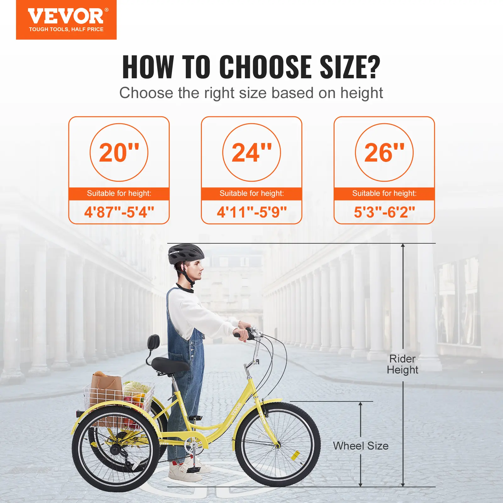 SucceBuy 24 In 7 Speed Adult Tricycles Bike Adult 3-Wheeled Bicycles Carbon Steel Cruiser Bike with Basket and Adjustable Seat