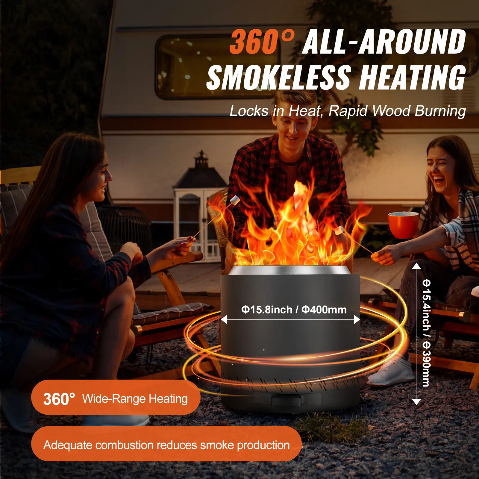 SucceBuy Smokeless Fire Pit Stove Bonfire Wood Burning Fireplaces with Removable Ash Pan  Stainless Steel Portable Outdoor