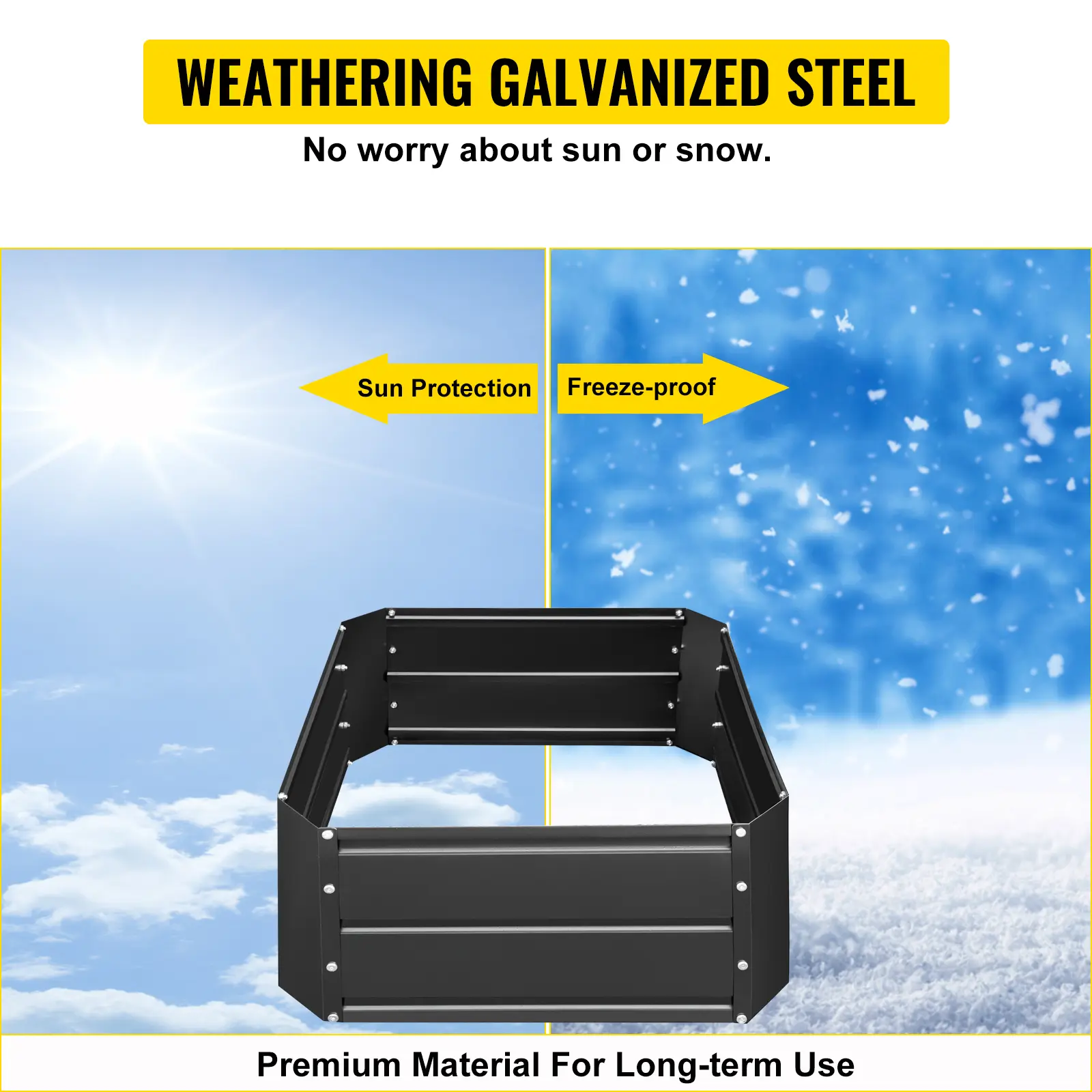 VEVOR Galvanized Steel Raised Garden Bed Planter Box Metal Anti-Rust Coating Planting Flower for Vegetables and Herbs Outdoors