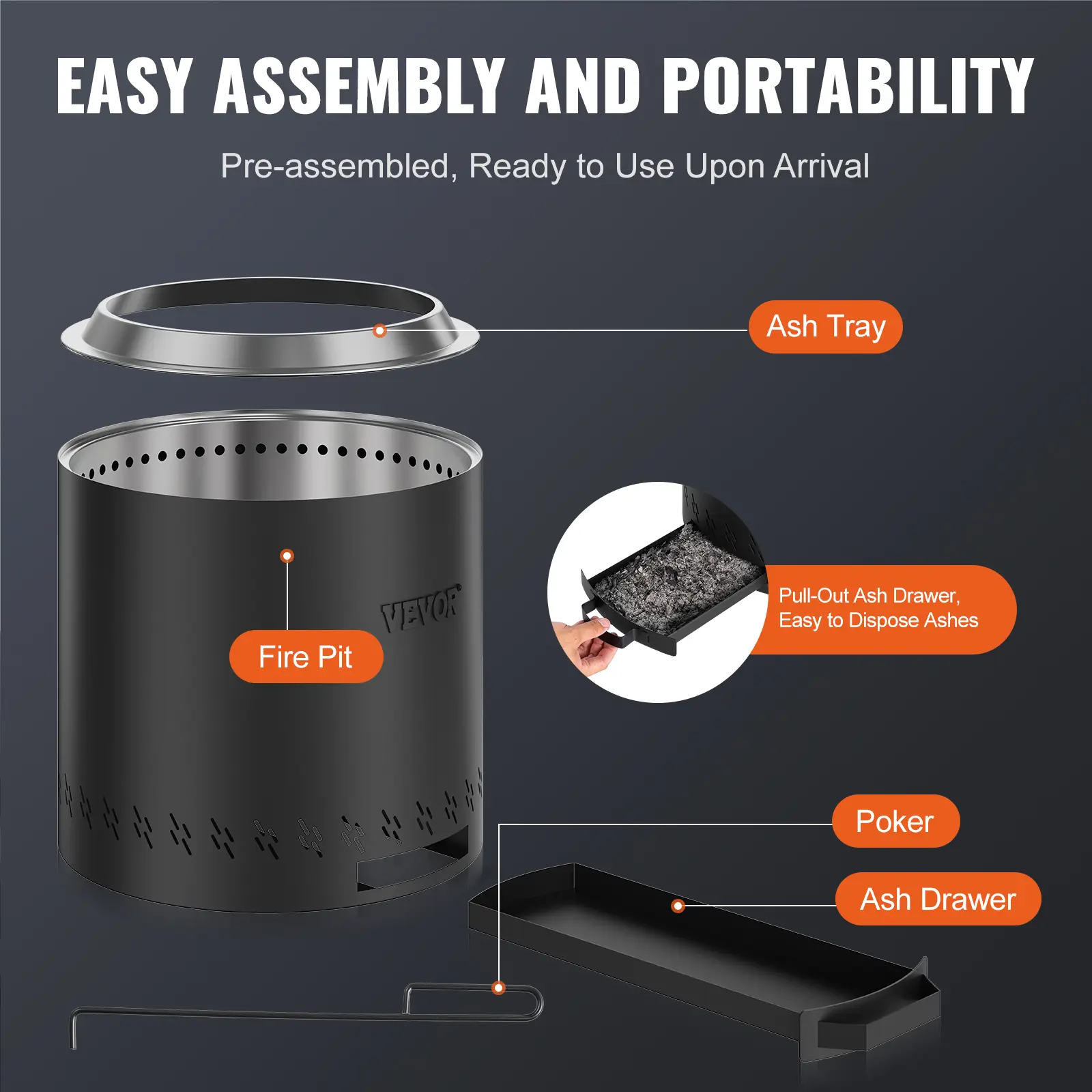 SucceBuy Smokeless Fire Pit Stove Bonfire Wood Burning Fireplaces with Removable Ash Pan  Stainless Steel Portable Outdoor