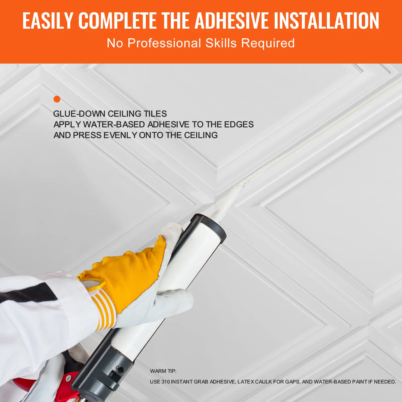 VEVOR Ceiling Tiles Drop Ceiling Tiles Premium Polystyrene Sheet Glue-up Basement Ceiling Covering for Home/Office Decoration
