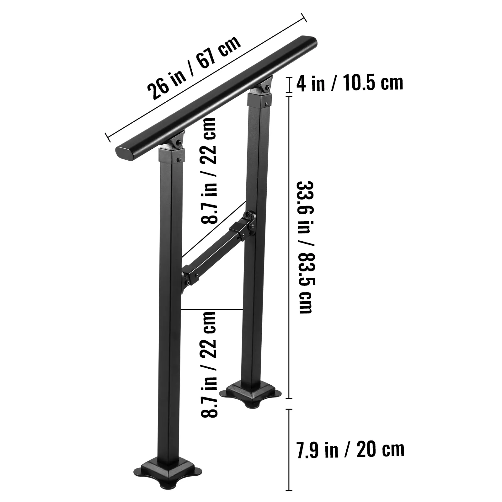 SucceBuy Iron Handrail Stair Railing Hand Rail Kit 0/1 to 2/3/4 Steps Outdoor Black w/ Bars Building & Hardware Home Improvement
