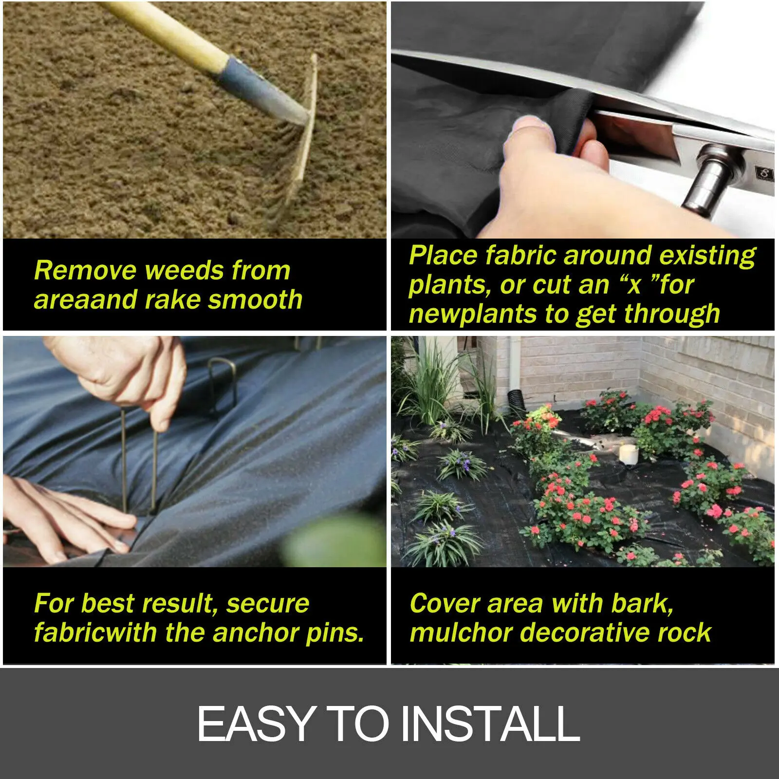 SucceBuy Landscape Fabric 3x300/6x250/4x300Ft Weed Barrier Geotextile Fabric Heavy Duty Landscape Ground Cover Weed Control