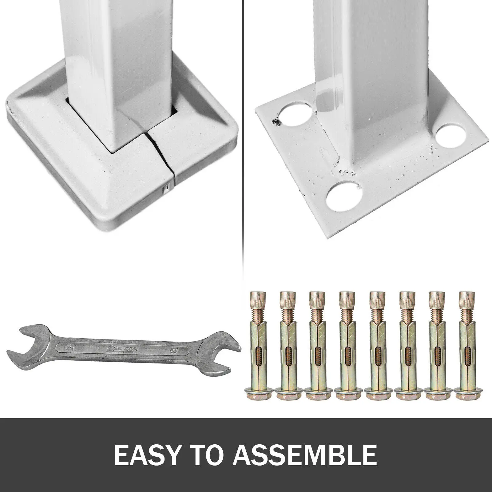 SucceBuy Transitional Iron Step Handrail 1/3 Steps Adjustable White Stair Rail Handrails For Outdoor Steps Wrought Iron Handrail