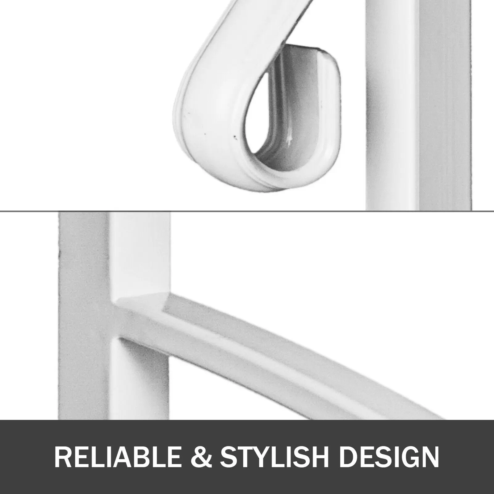 SucceBuy Transitional Iron Step Handrail 1/3 Steps Adjustable White Stair Rail Handrails For Outdoor Steps Wrought Iron Handrail