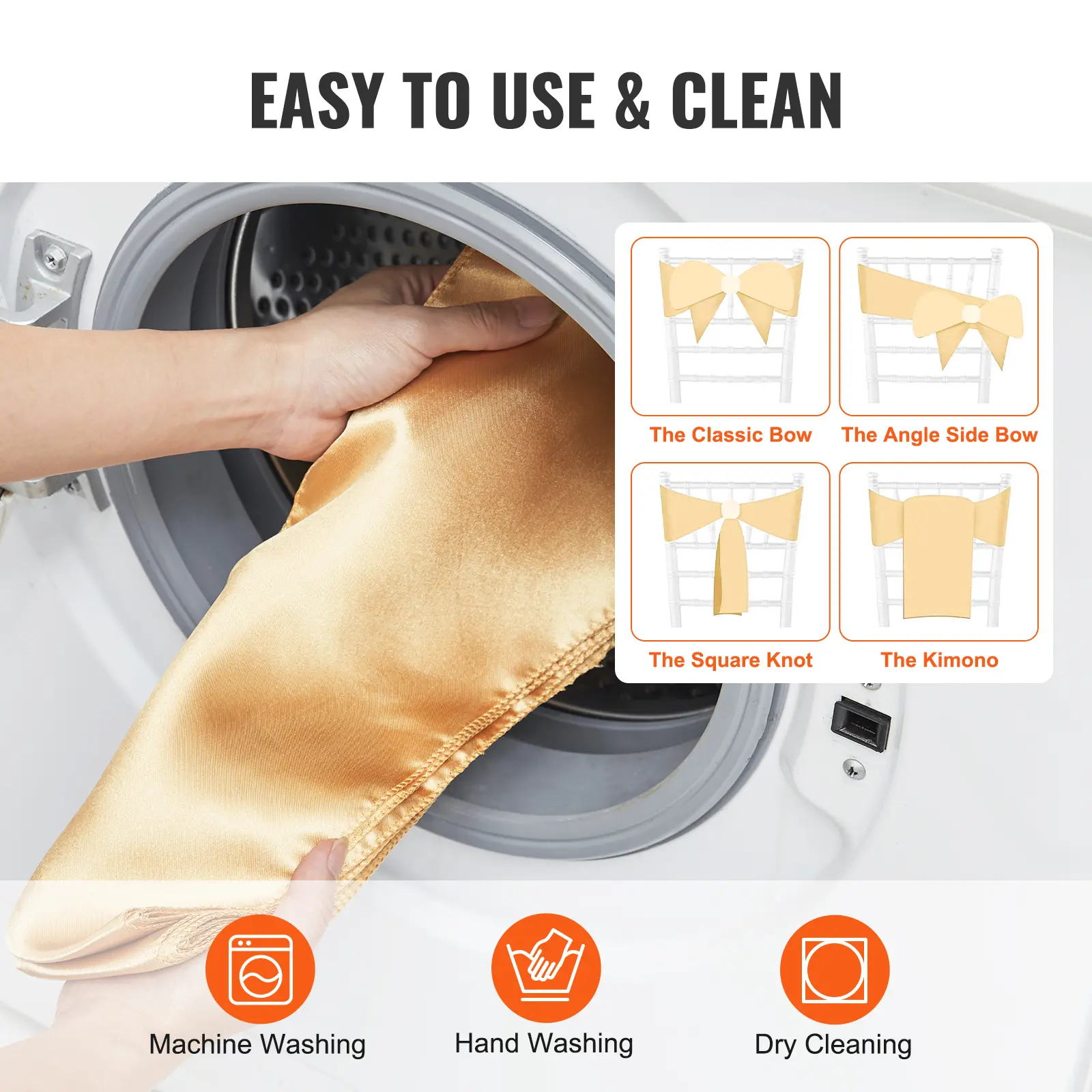 SucceBuy 50pcs Spandex Chair Sashes Bands Stretch Chair Ties Bows Elastic Chair Bands for Wedding Party Holiday Banquet