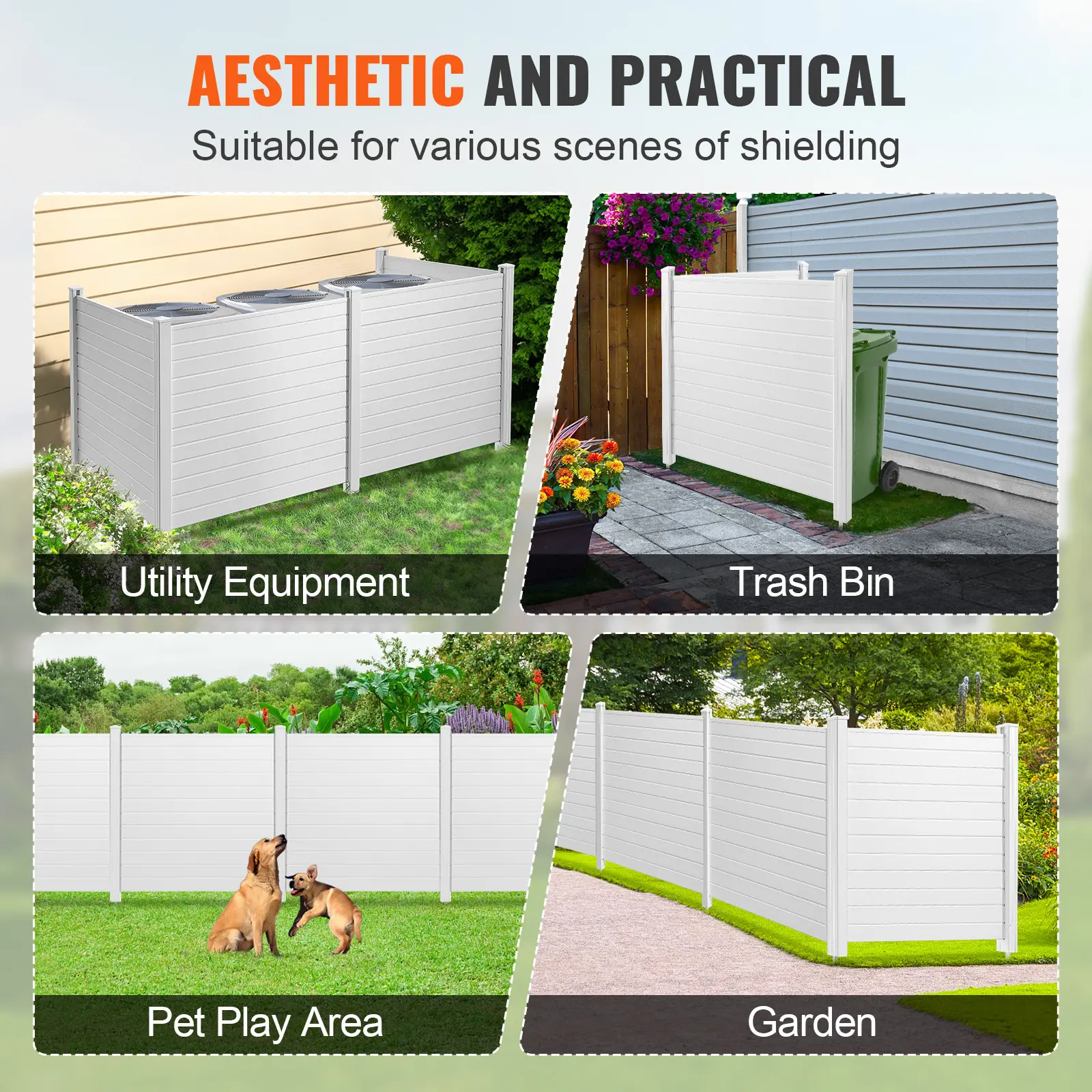 SucceBuy Outdoor Privacy Screens Air Conditioner Fence Pool Equipment Enclosure Perfect to Enclose Trash Can and AC Units 4Panel