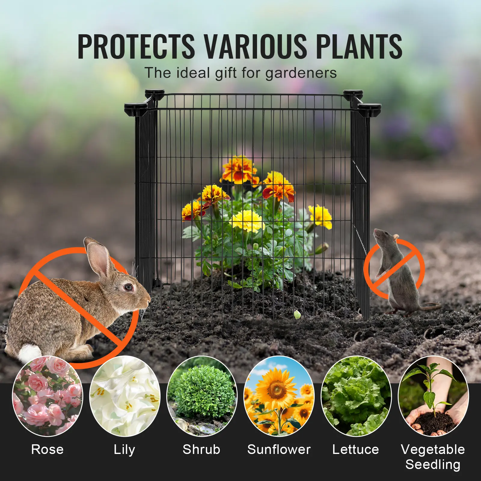 SucceBuy 5 Pack Plant Protector from Animal 15.35''x15.35'' for Outdoor Plants Flowers Vegetables Prevent Bunny Chicken Squirrel