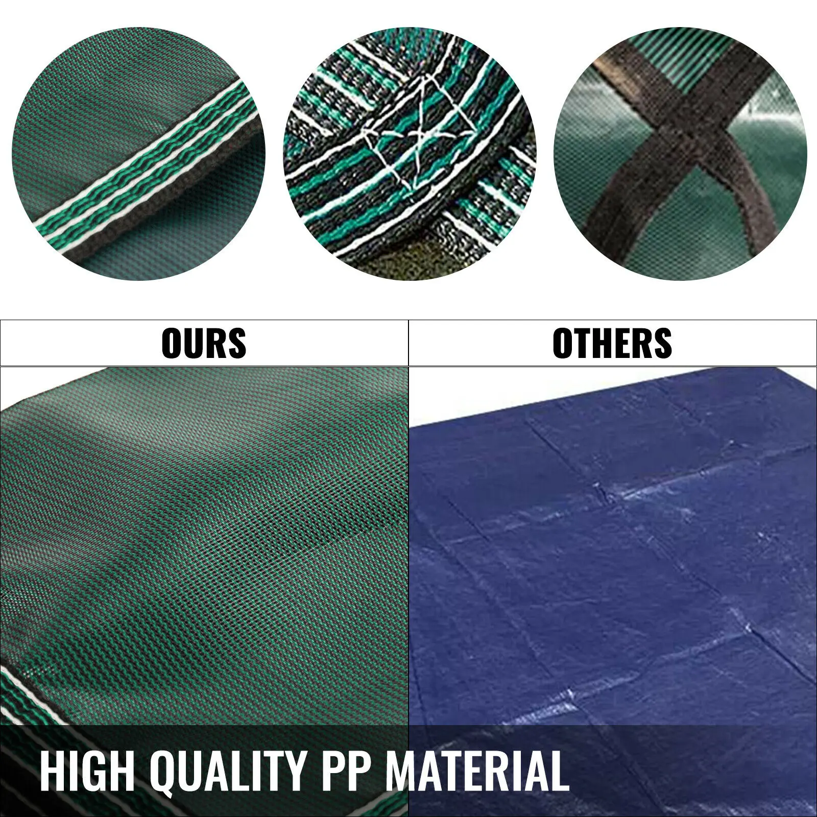 SucceBuy Swimming Pool Cover Inground Green Mesh Solid Rectangle Pool Safety Cover For Winter Home Swimming Protective Cover