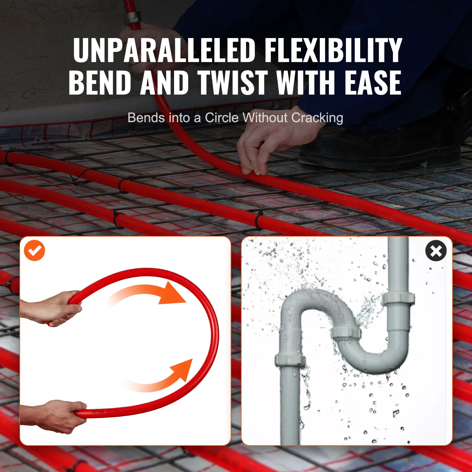 SucceBuyPEX Pipe 3/4In 100 Feet Length PEX-B Flexible Pipe Tubing for Potable Water  Water Lines for Hot/Cold Water Free Cutter