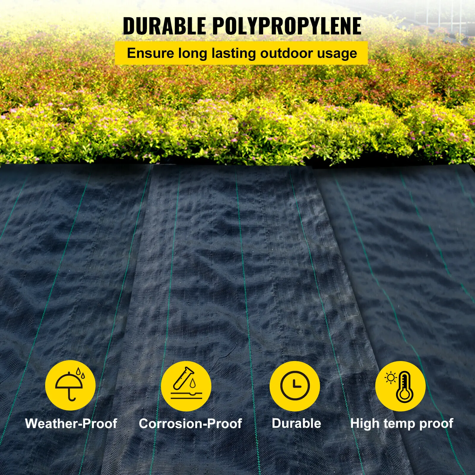 SucceBuy Large Weed Barrier Landscape Fabric Garden Woven Ground Cover Mat Weed Control Fabric Membrane Garden Ground Cover