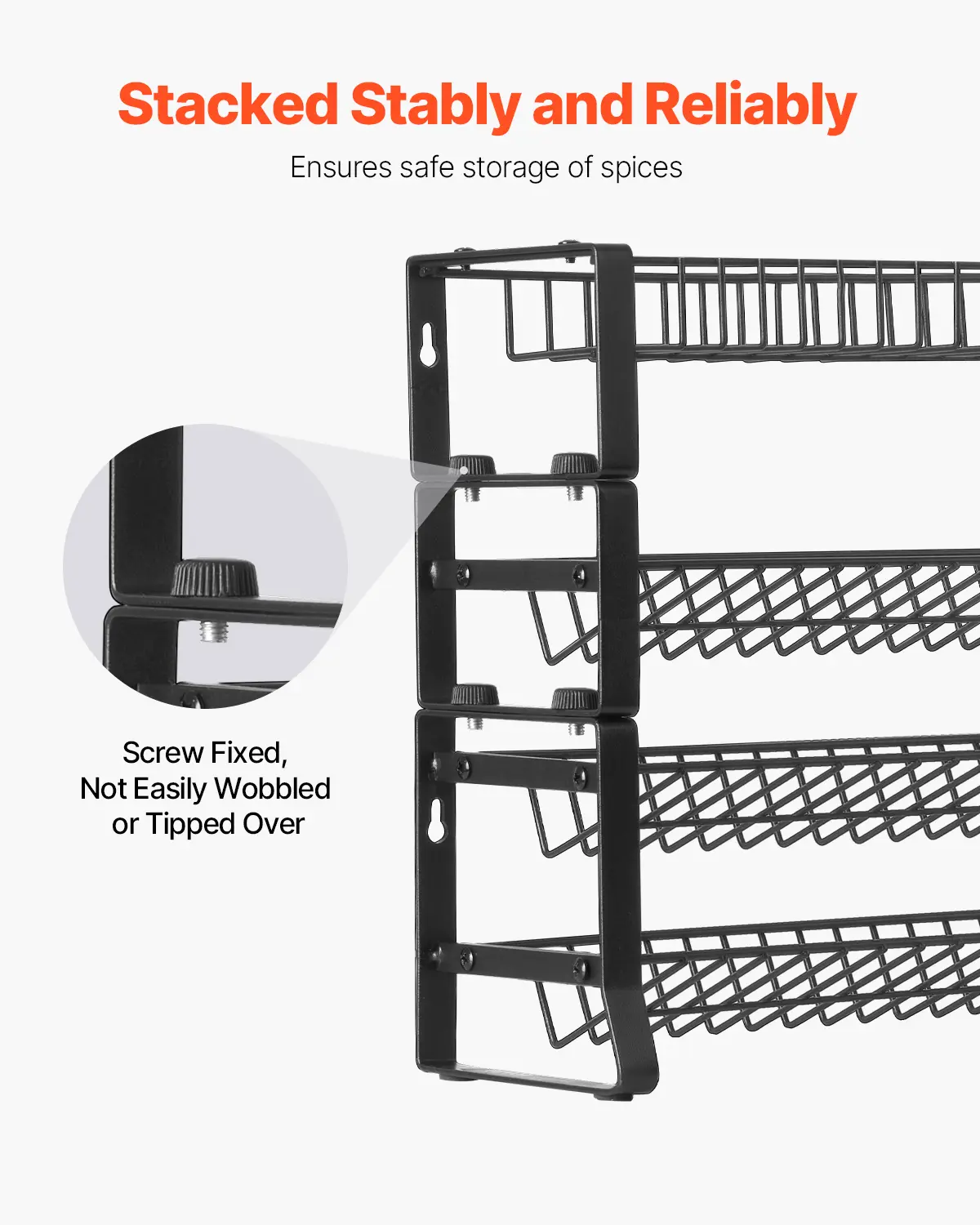 VEVOR 4 Tie Detachable Spice Rack Organizer for Cabinet Stackable Seasoning Organizer Spice Jars Kitchen Storage for Countertop
