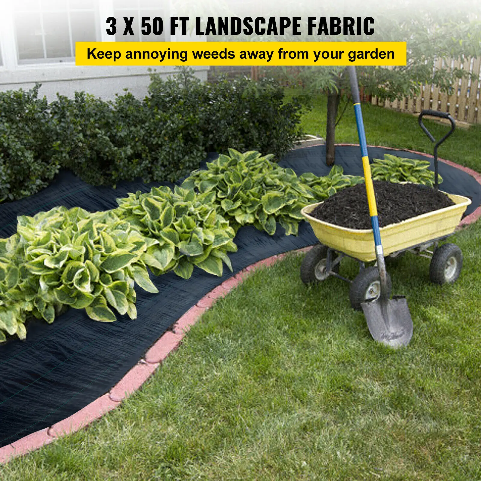 SucceBuy Large Weed Barrier Landscape Fabric Garden Woven Ground Cover Mat Weed Control Fabric Membrane Garden Ground Cover