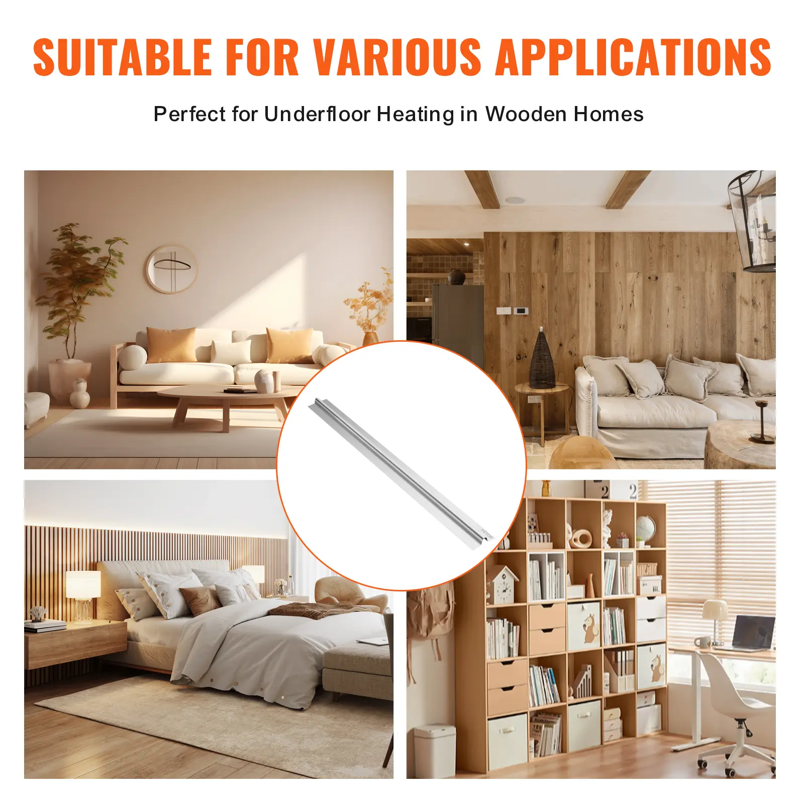 SucceBuy PEX Heat Transfer Plates Radiant Heat Plates Pipe Durable Aluminum Install Underfloor Tubing Plates for Wooden Floors