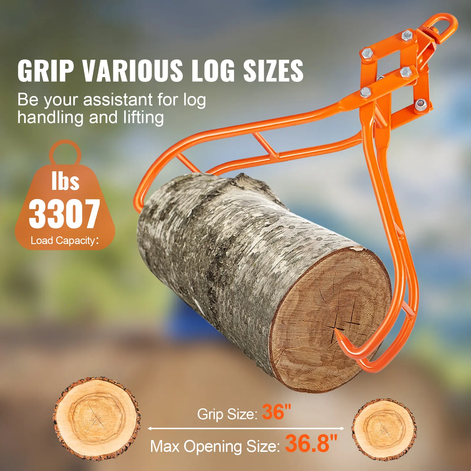 SucceBuy Log Skidding Tongs Log Lifting Tongs Heavy Duty Steel Lumber Skidding Tongs Loading Capacity Log Lifting Handling Tool