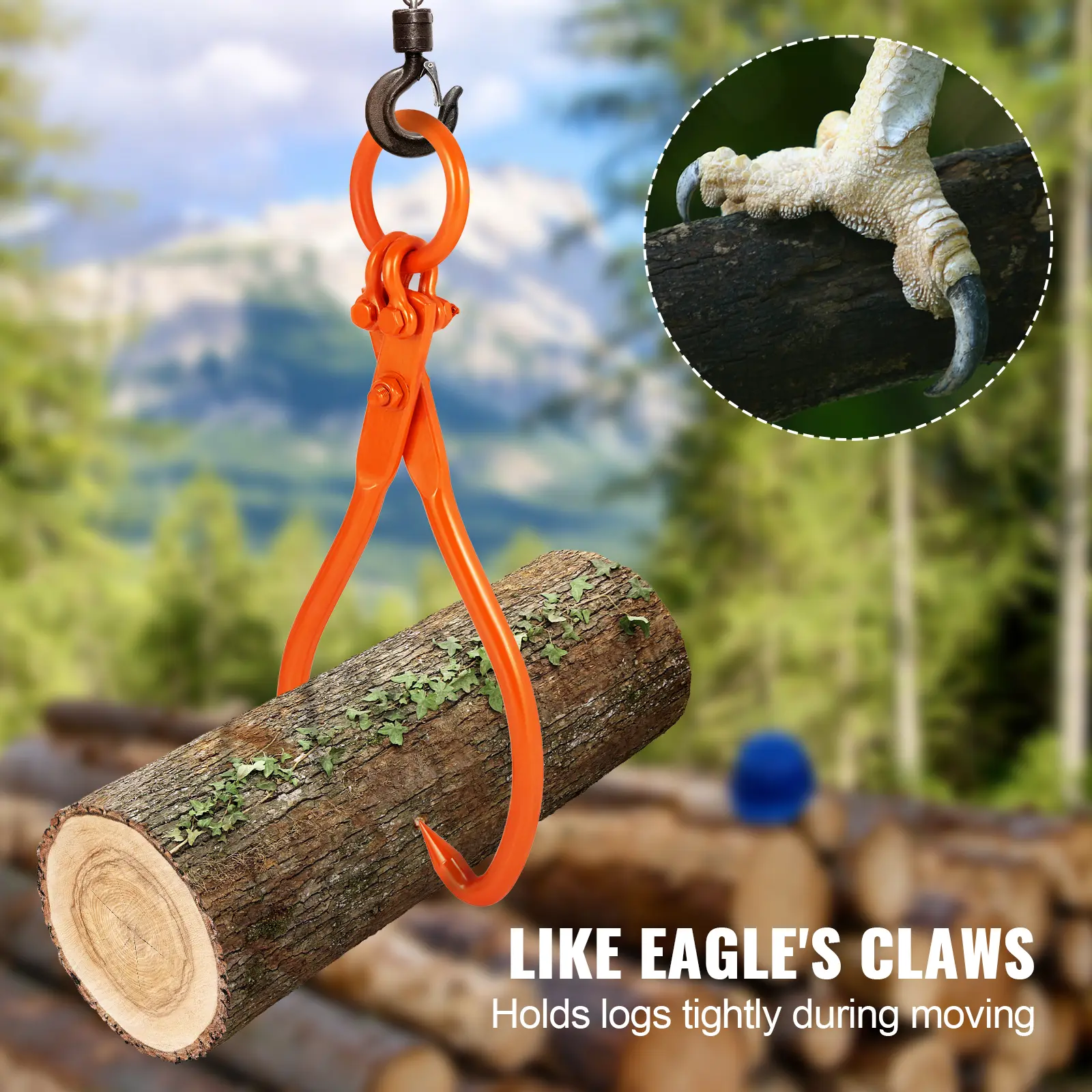 SucceBuy Log Skidding Tongs Log Lifting Tongs Heavy Duty Steel Lumber Skidding Tongs Loading Capacity Log Lifting Handling Tool