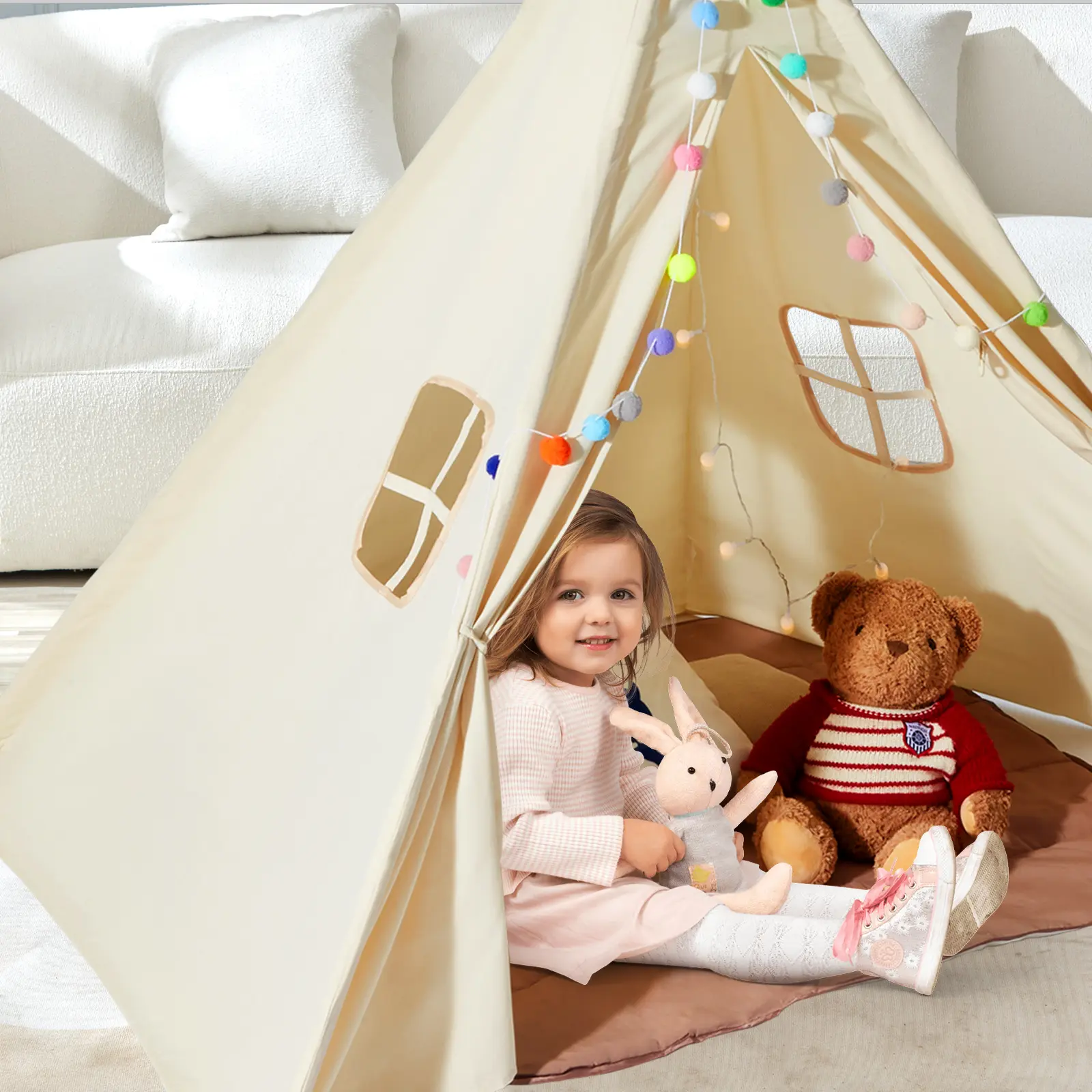 VEVOR Kids Play Tent Teepee Tent for Kids 1-5 Years Old Tent for Kids with Windows for Indoor and Outdoor Toddler Tent