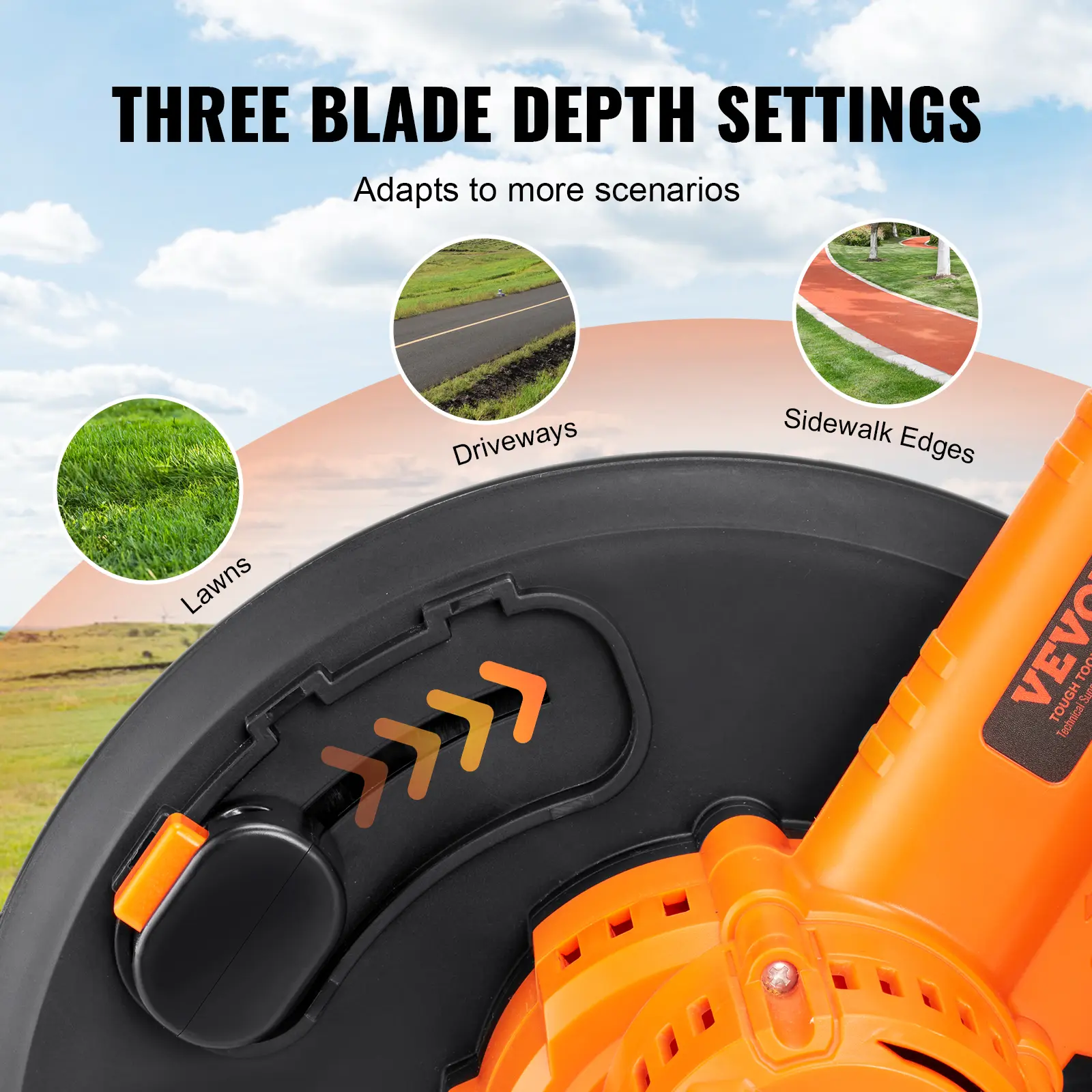 VEVOR Lawn Edger 20 V Battery Powered 9-inch 3-Position Blade Depth for Lawns Driveways Borders and Sidewalk Edges