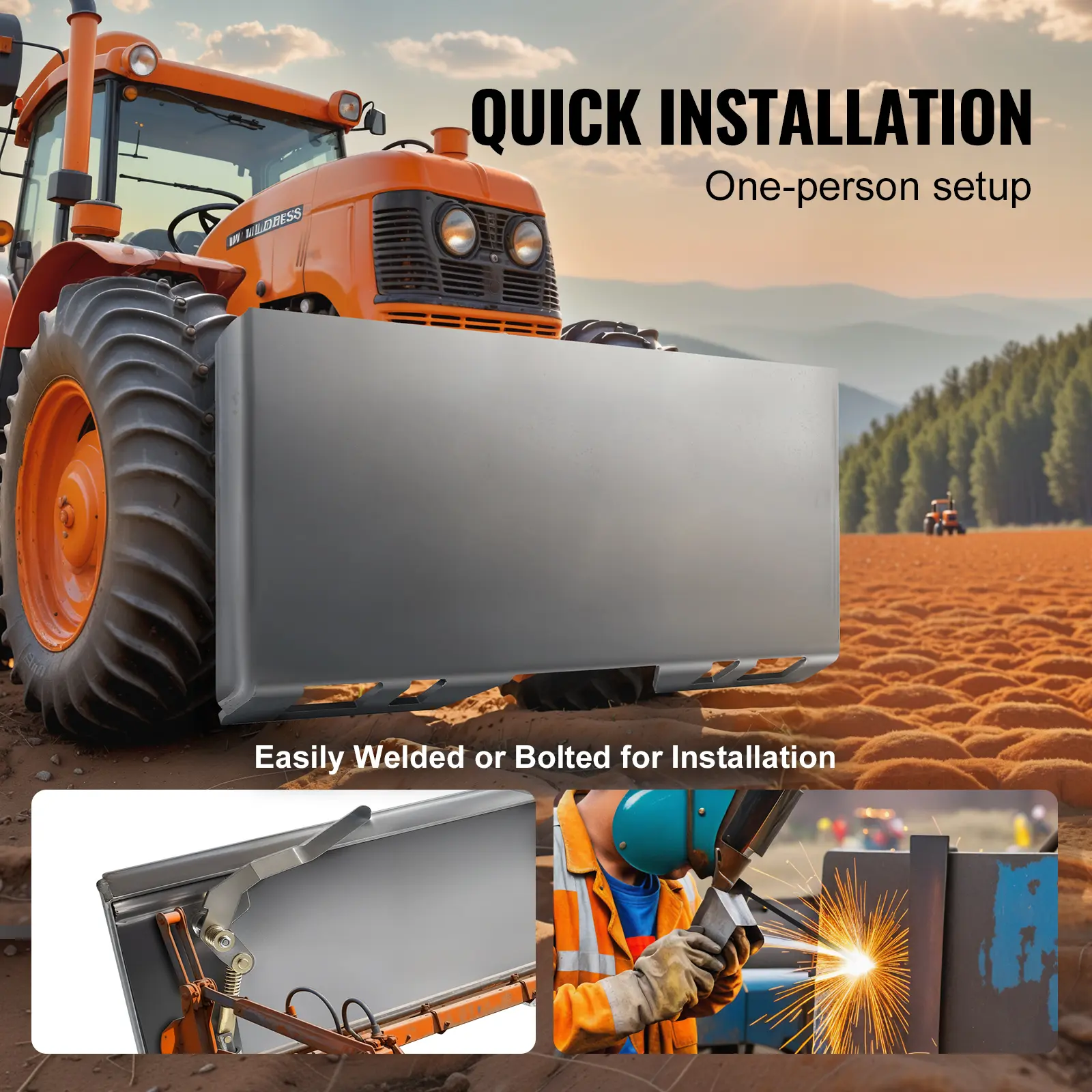 SucceBuy Skid Steer Attachment Plate Universal Quick Skid Steer Mount Plate Campatible with Kubota Bobcat Mahindra Skid Steers