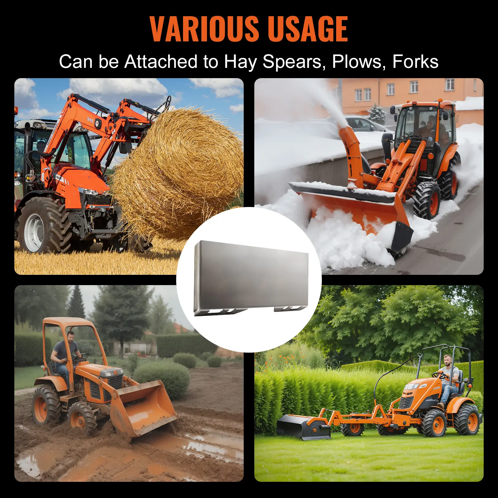 SucceBuy Skid Steer Attachment Plate Universal Quick Skid Steer Mount Plate Campatible with Kubota Bobcat Mahindra Skid Steers