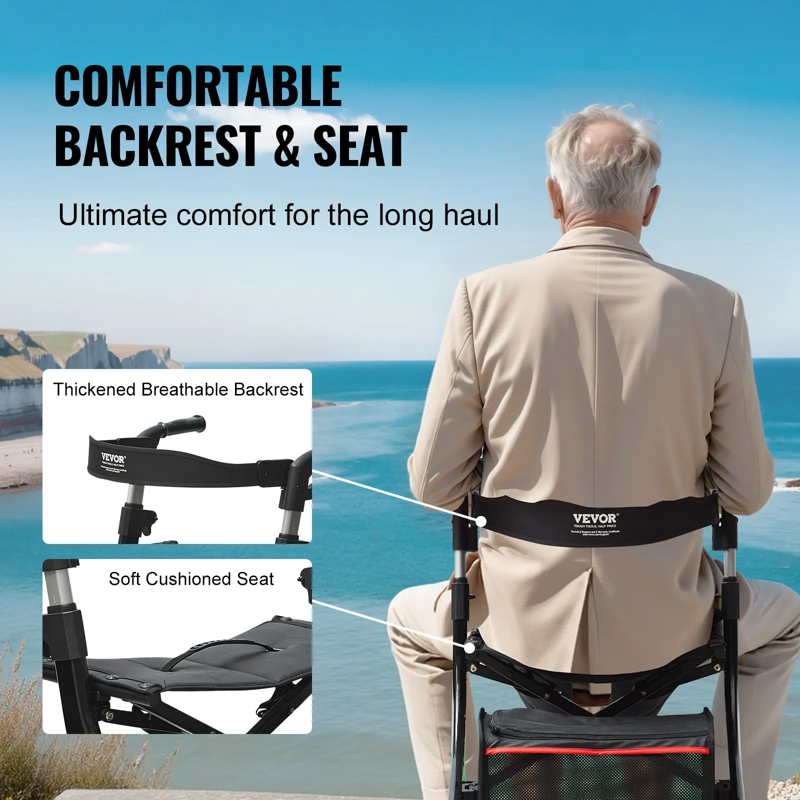 SucceBuy Folding Rollator Walker for Seniors Adults Lightweight Aluminum Rolling Walker with Seat and Adjustable Handle 4-Wheel