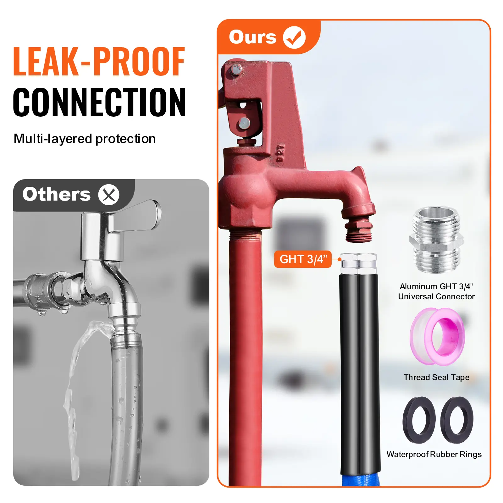 SucceBuy 15ft Heated Water Hose for Heated Drinking Water Hose w/ Corrugated Cover Antifreeze to -45°F Automatic Self-regulating