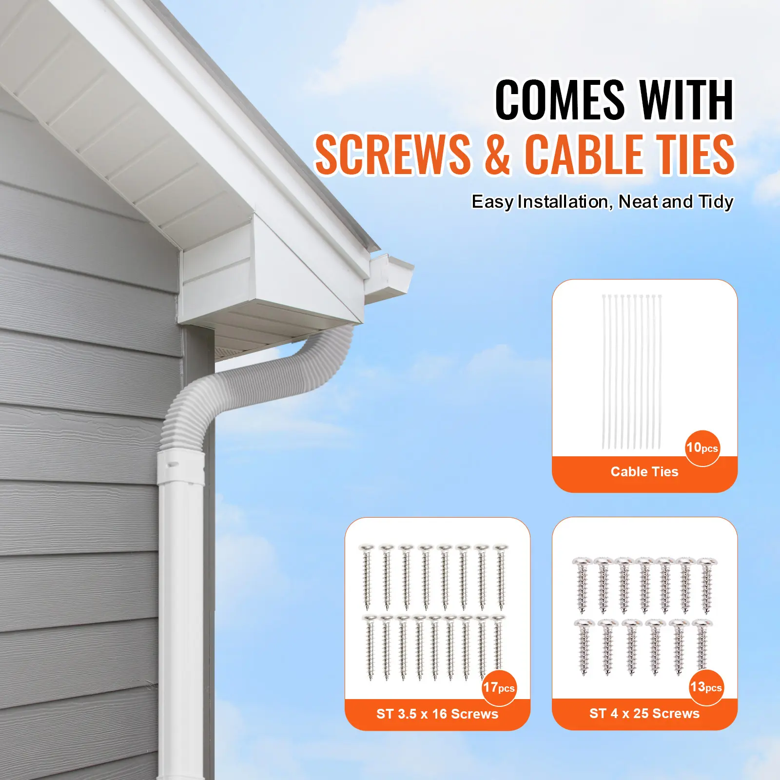 SucceBuy Mini Split Line Set Cover PVC Decorative Pipe Line Cover For Air Conditioner Easy to Install Paintable for Heat Pump