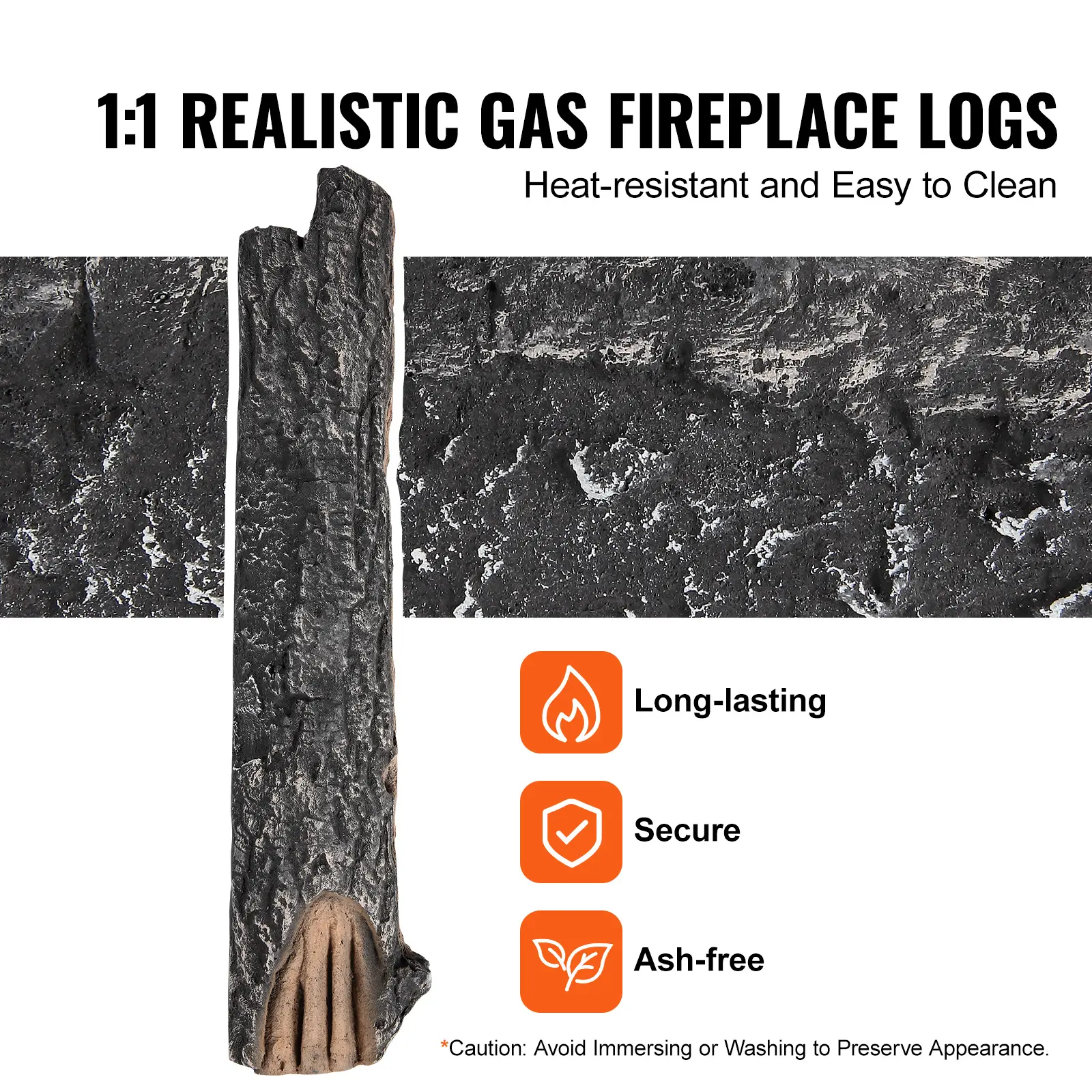 SucceBuy 8Pcs Oak Logs Gas Fireplace Ceramic for Fire place Heat-Resistant Wood Log Gas Realistic Logs Stackable Wood Branches