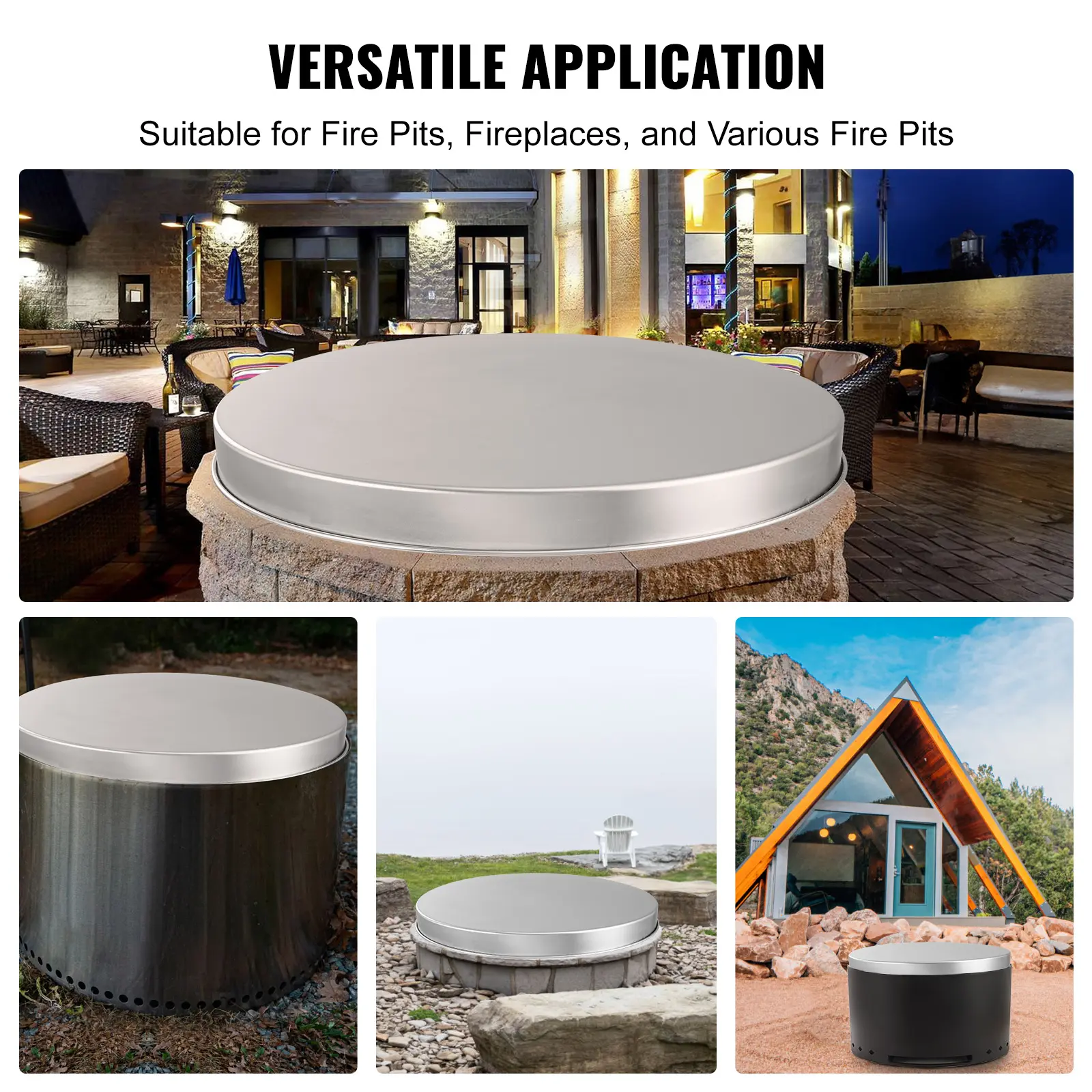 SucceBuy Fire Pit Cover Lid 27"/20" Portable Spark Screen Stainless Steel Steel Metal Cover Outdoor Camping Stove Accessory
